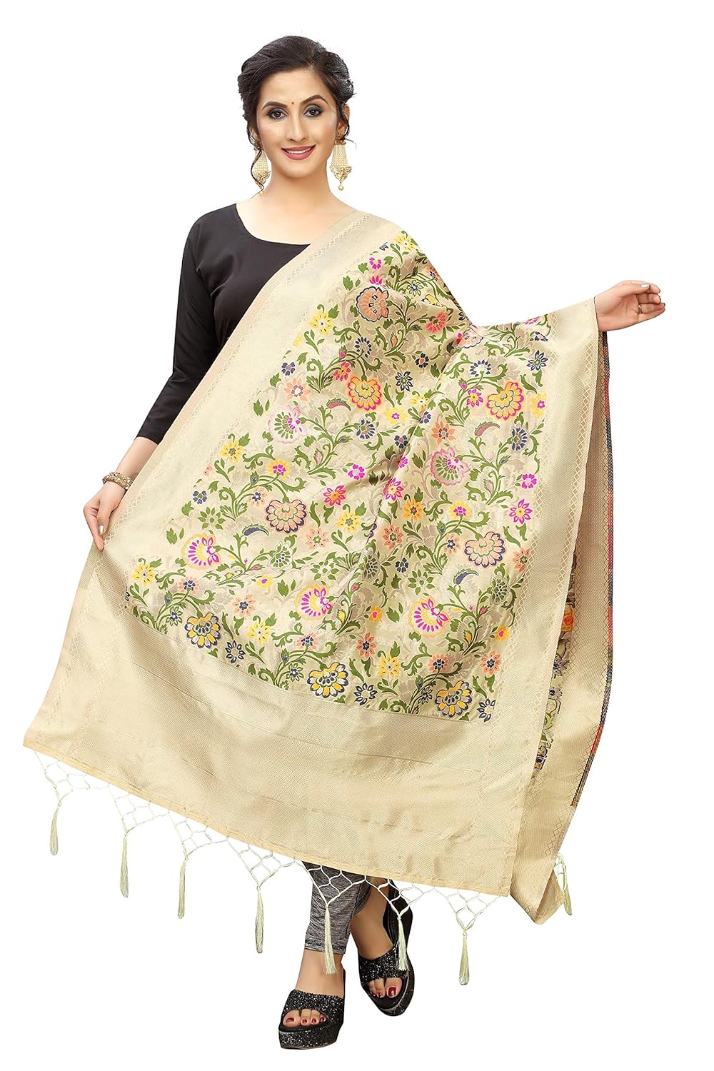Golden banarasi silk dupatta Outlet
