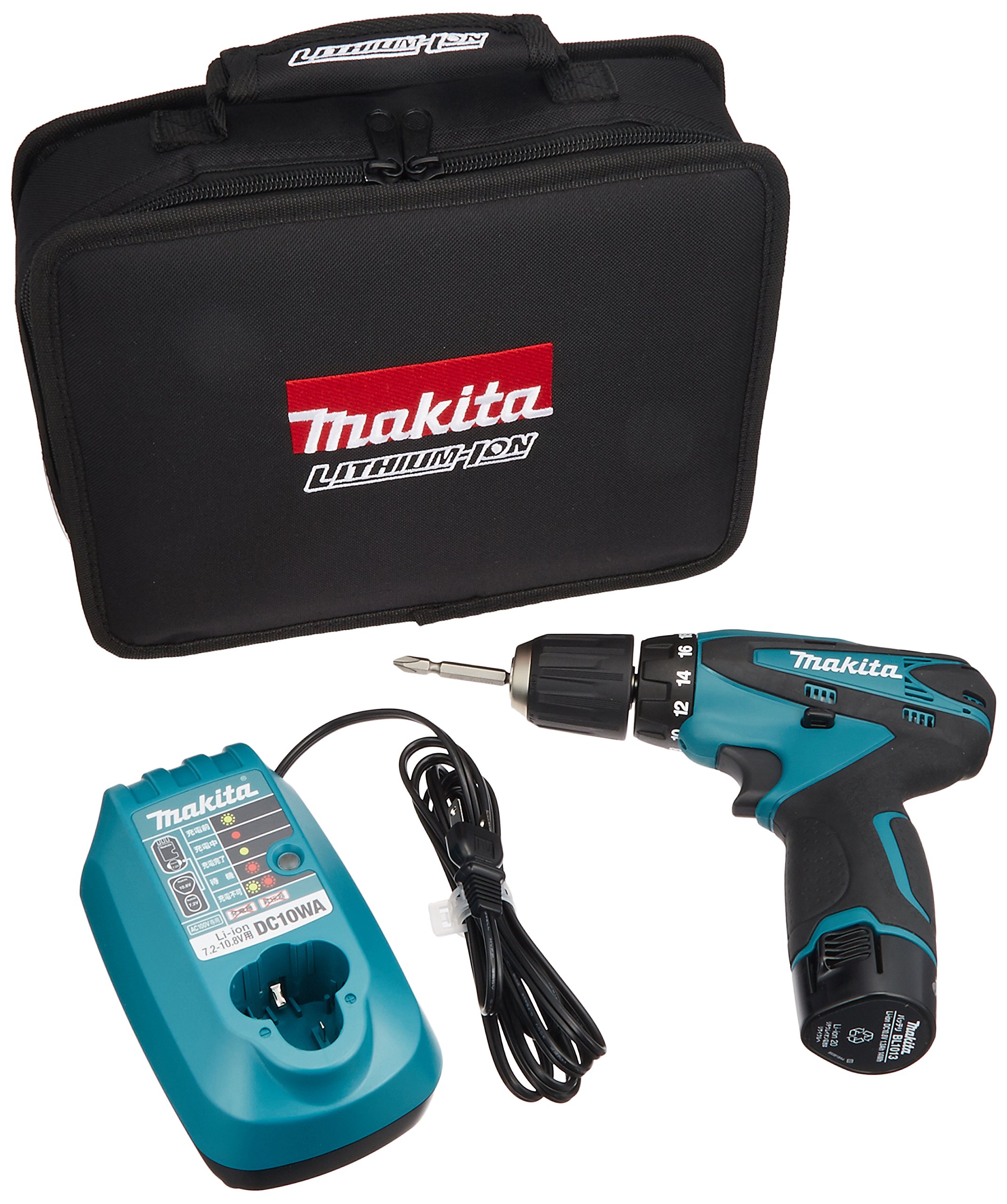 Makita DF330DWSP Rechargeable Driver Drill with 10.8 V LED Light, Small, Equipped with 1 Battery Included Includes battery, charger, and case