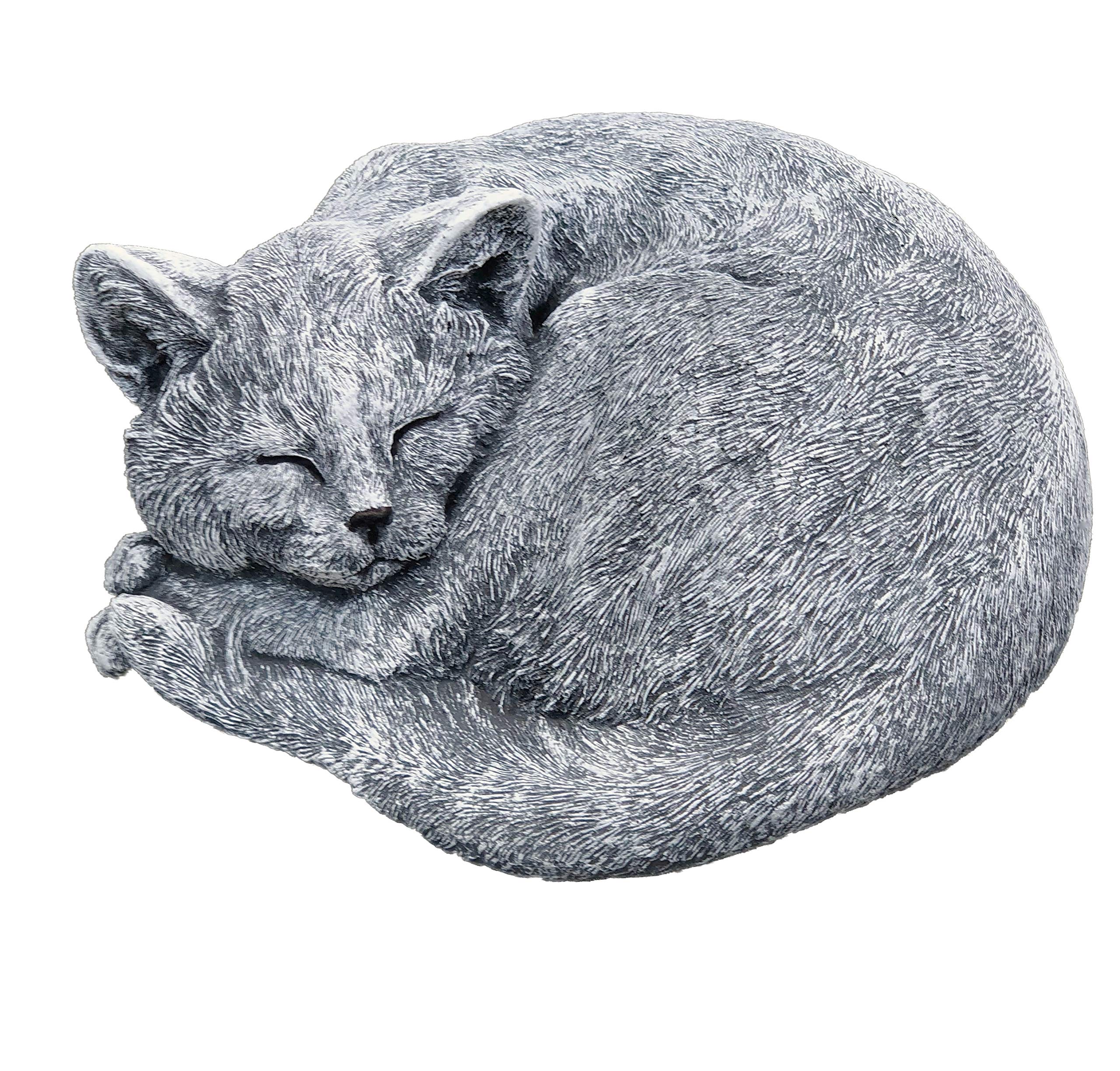 – Stone figurine sleeping Cat Carlos,handmade, frost resistant, Made in Germany