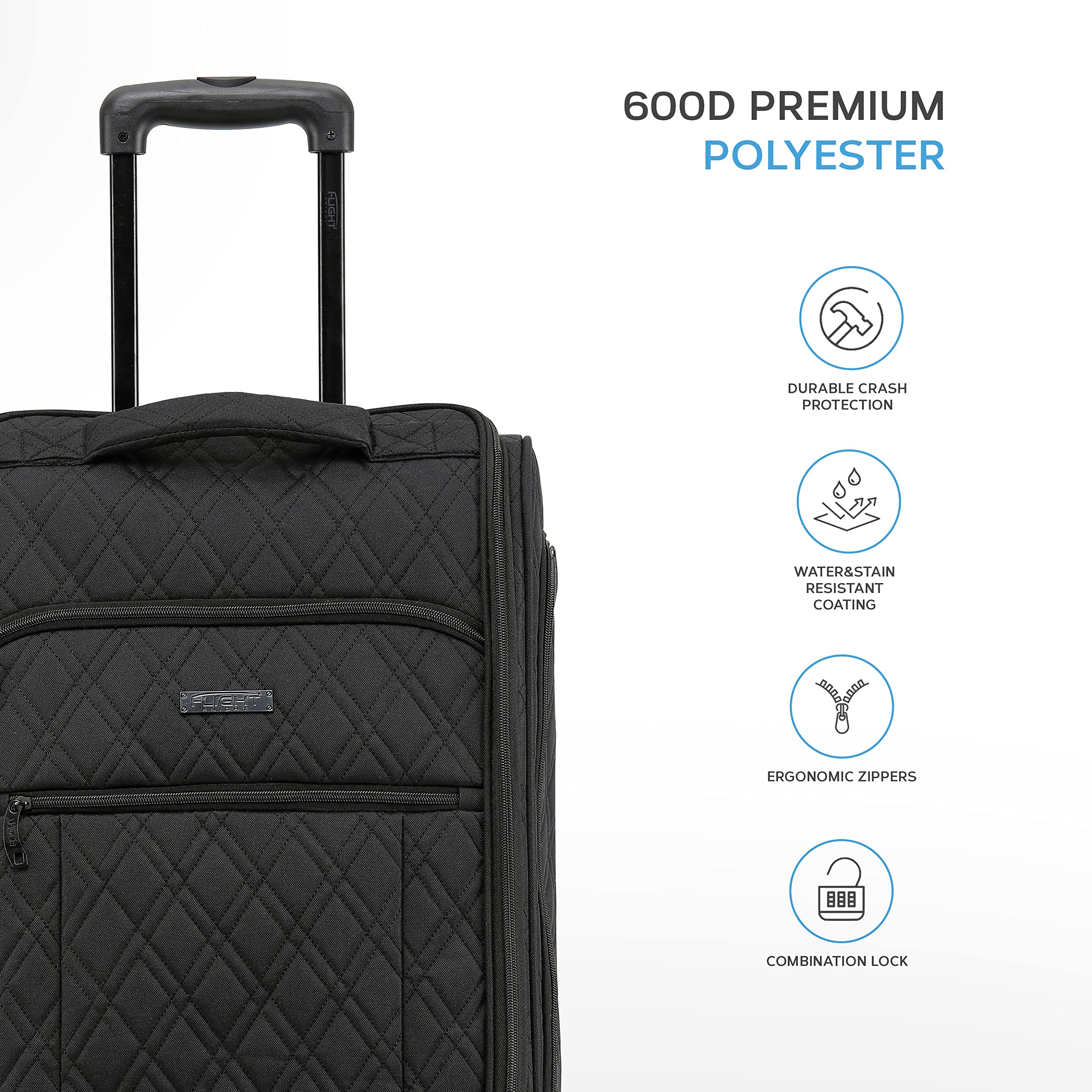Flight Knight 55x40x20cm Ryanair Maximum Size Carry On Priority Hand Luggage Case Approved & Tested - 2 Wheels - Ultra Lightweight Durable Soft Case Textile Cabin Suitcase