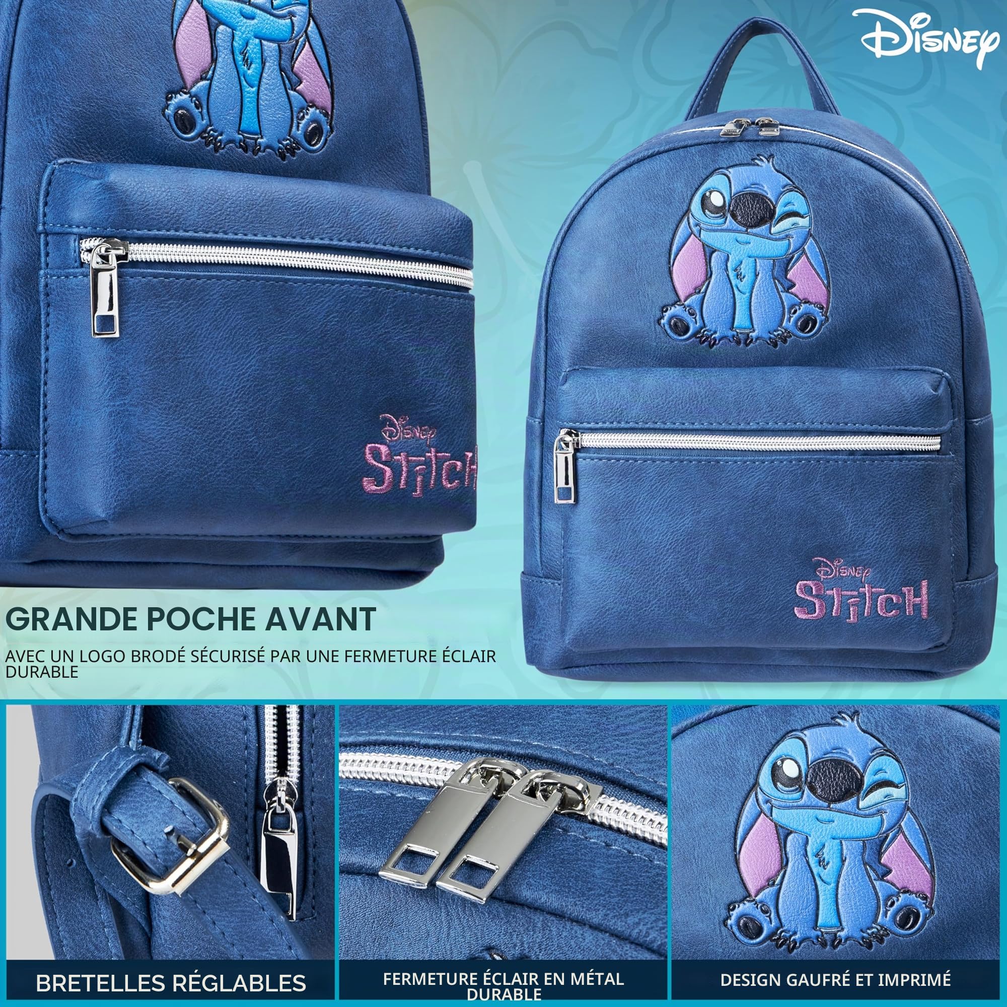 Disney Stitch Sac à Dos Femme Ado et Fille Petit Sac de Voyage Journée Shopping Mode en Similicuir Eeyore Cadeau pour Elle