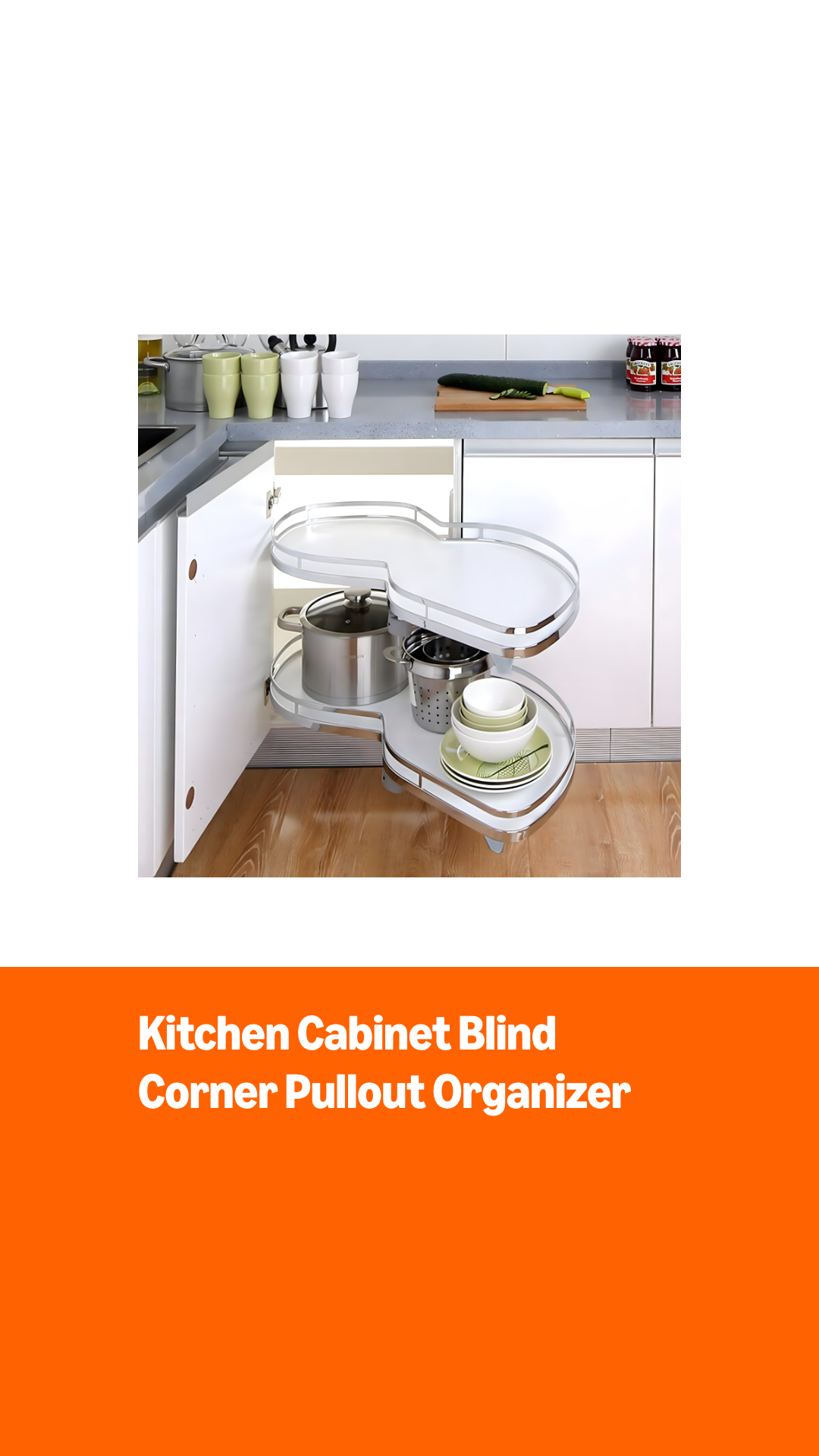 Organisateur D'armoire De Cuisine 2 Niveaux – 4 étagères Coulissantes Pour Coin Aveugle, Acier Chromé