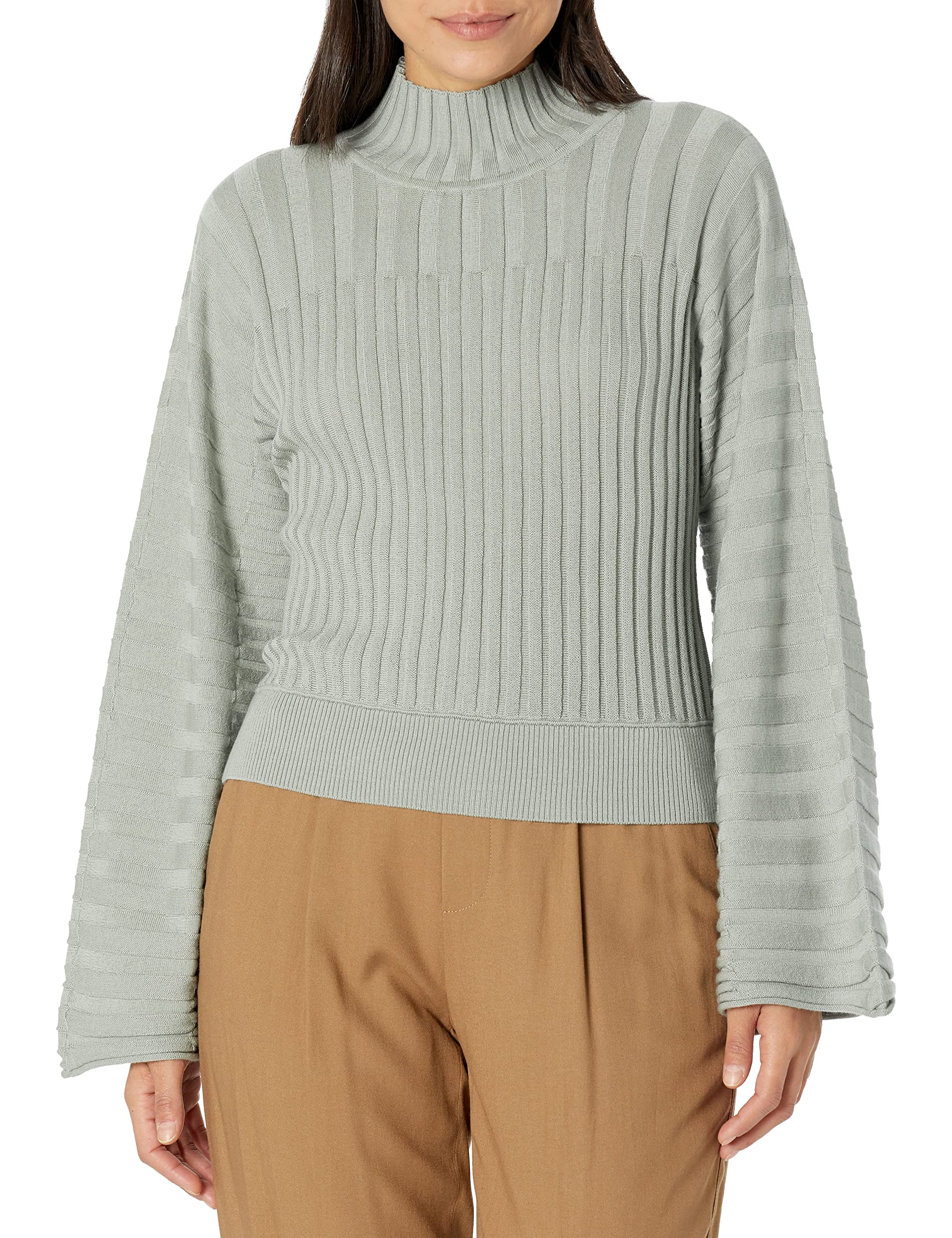 Club Monaco Women's Rib Dolman Turtlenck, Light Sage, M
