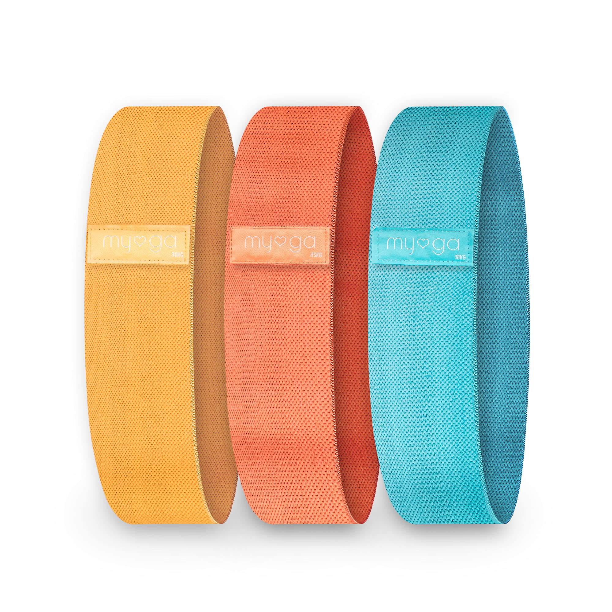 Myga Resistance Bands - Non-Slip Fabric Exercise Bands for Men and Women - Booty Bands for Yoga, Fitness & Pilates Workout for Hips, Thighs, Legs & Glutes - Set of 3: Light, Medium & Strong