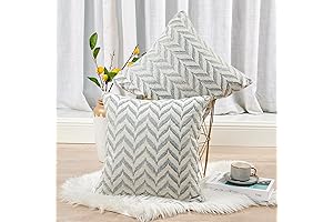 Jacquard Chenille Metallic Chevron Sky Blue Throw Pillow Covers