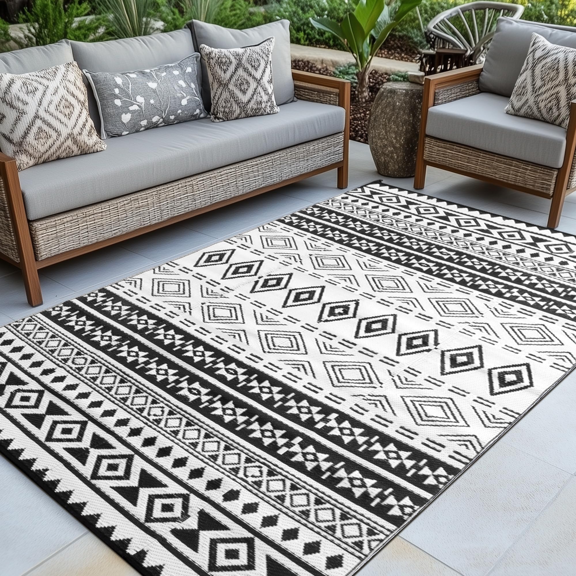 GRANNY SAYS Outdoor Plastic Straw Rug, Indoor Outdoor Rugs 5x8 ft, Waterproof Outdoor Mat, Reversible Patio Rug for Camping, RV, Porch, Deck, Balcony,