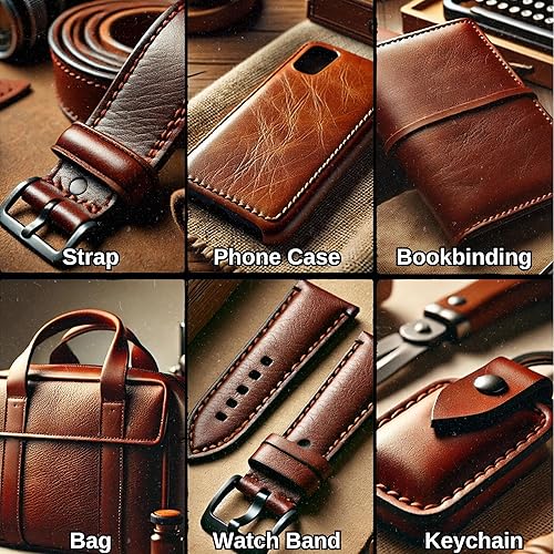 Miniatura 5 de Toprank - Hojas de cuero genuino para manualidades, 6 x 12 pulgadas, precortadas de cuero de grano completo (0.063 in), piel de vacuno, cuadradas,