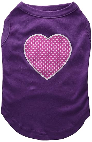 Mirage Pet Products Pink Swiss Dot Heart Screen Print Shirt Purple Large