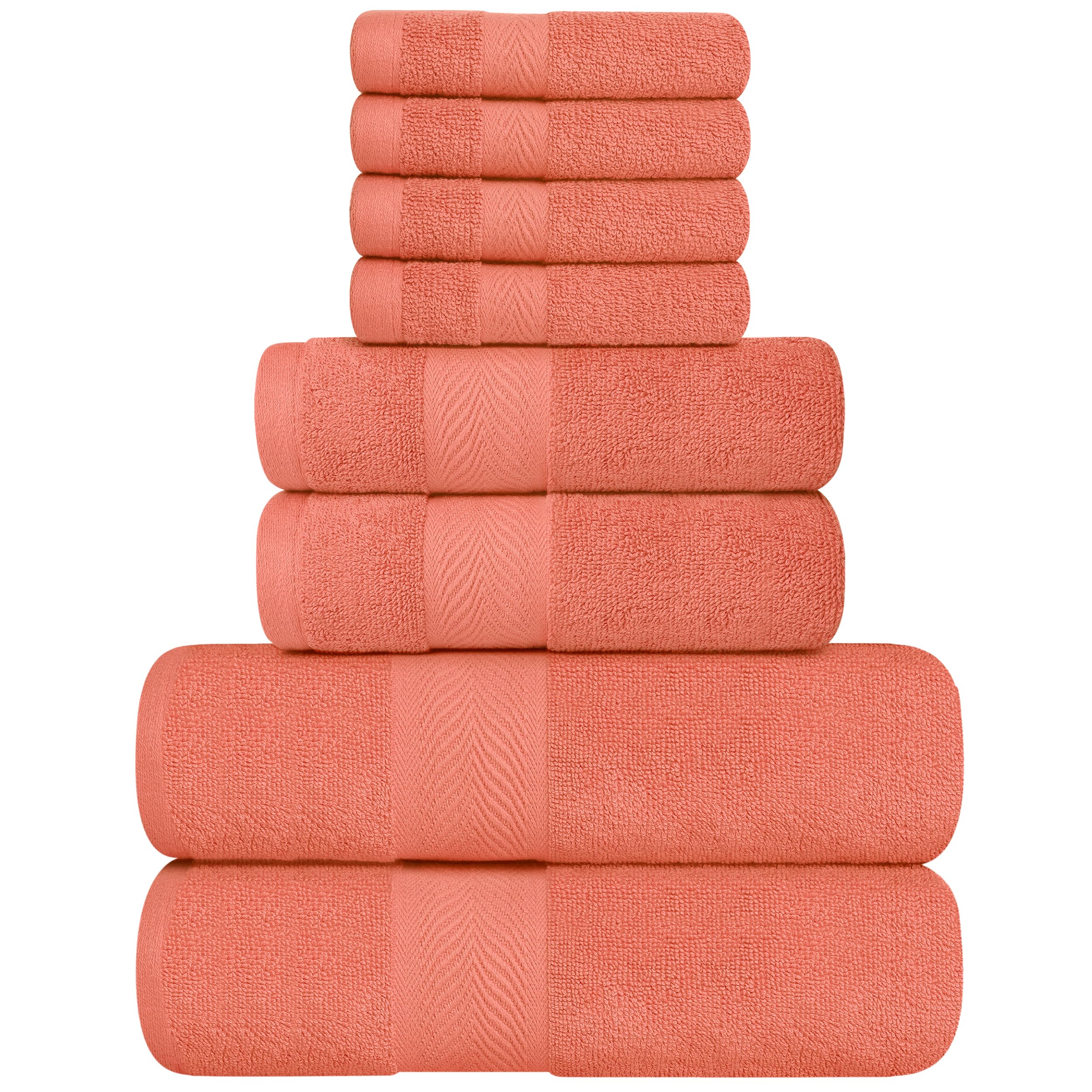 Oakias Set di asciugamani di alta qualità, 600 g/m², 8 pezzi, 100% cotone filato ad anello, altamente assorbenti, set di asciugamani da bagno super morbidi, qualità alberghiera, orlo con doppia