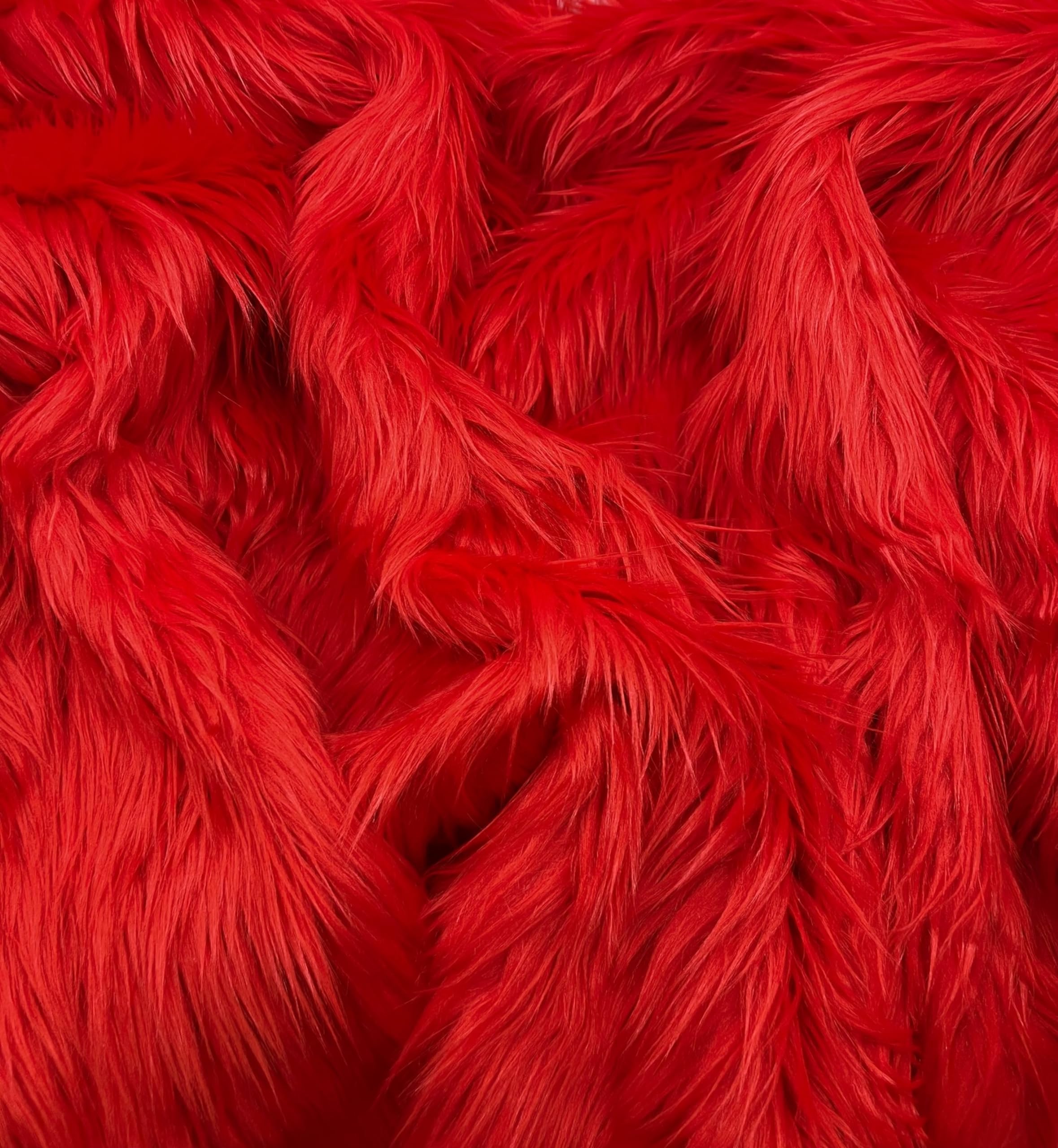 EOVEA Shaggy Faux Fur Fabric by The Yard โ 60" Wide | Soft Furry Plush Fabric | Long Pile | Fluffy Craft Fake Fur for DIY, Cosplay, Costumes, Sewing, Apparel,Decorations(Red, One Yard) โ image 1