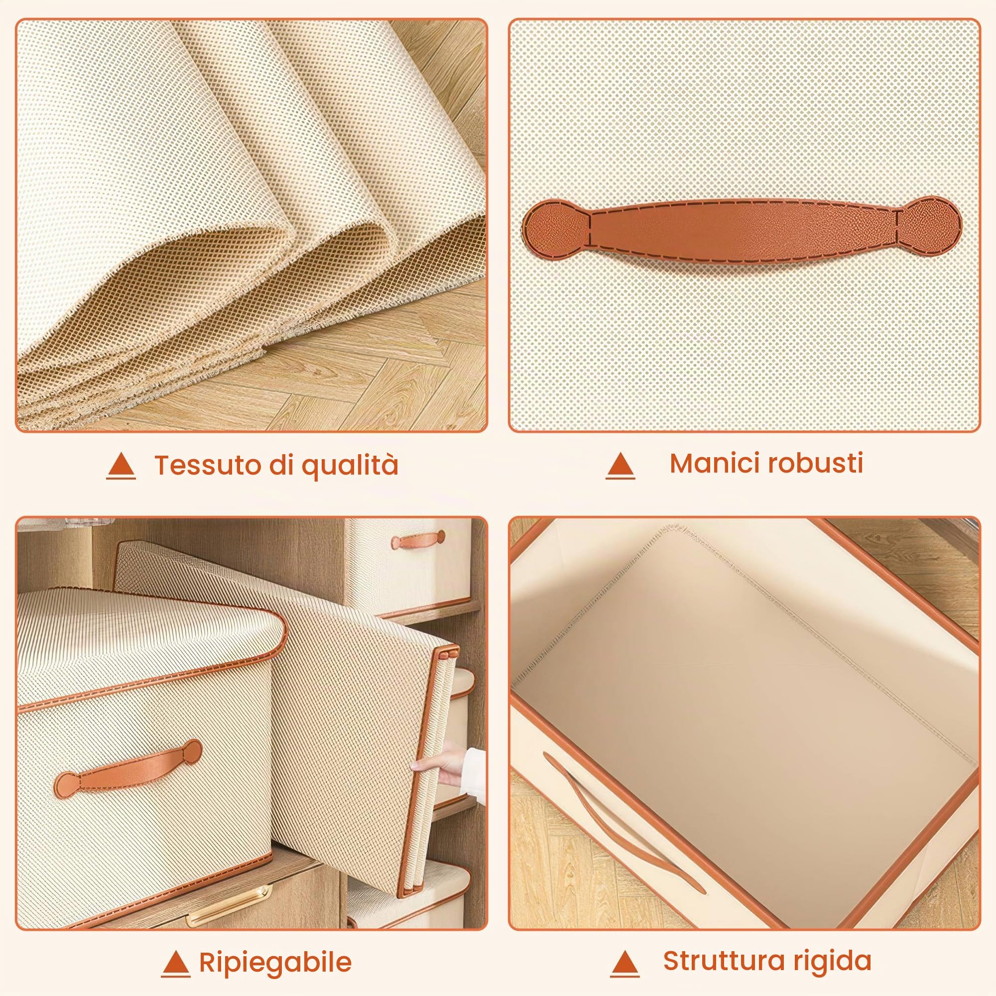 Scatole Portaoggetti con Coperchio, 3 Pezzi Cubo di Portaoggetti in Tessuto con Manici, Organizzatori per Vestiti da Letto a Casa, Ufficio, Scuola 37 x 25 x 25 cm