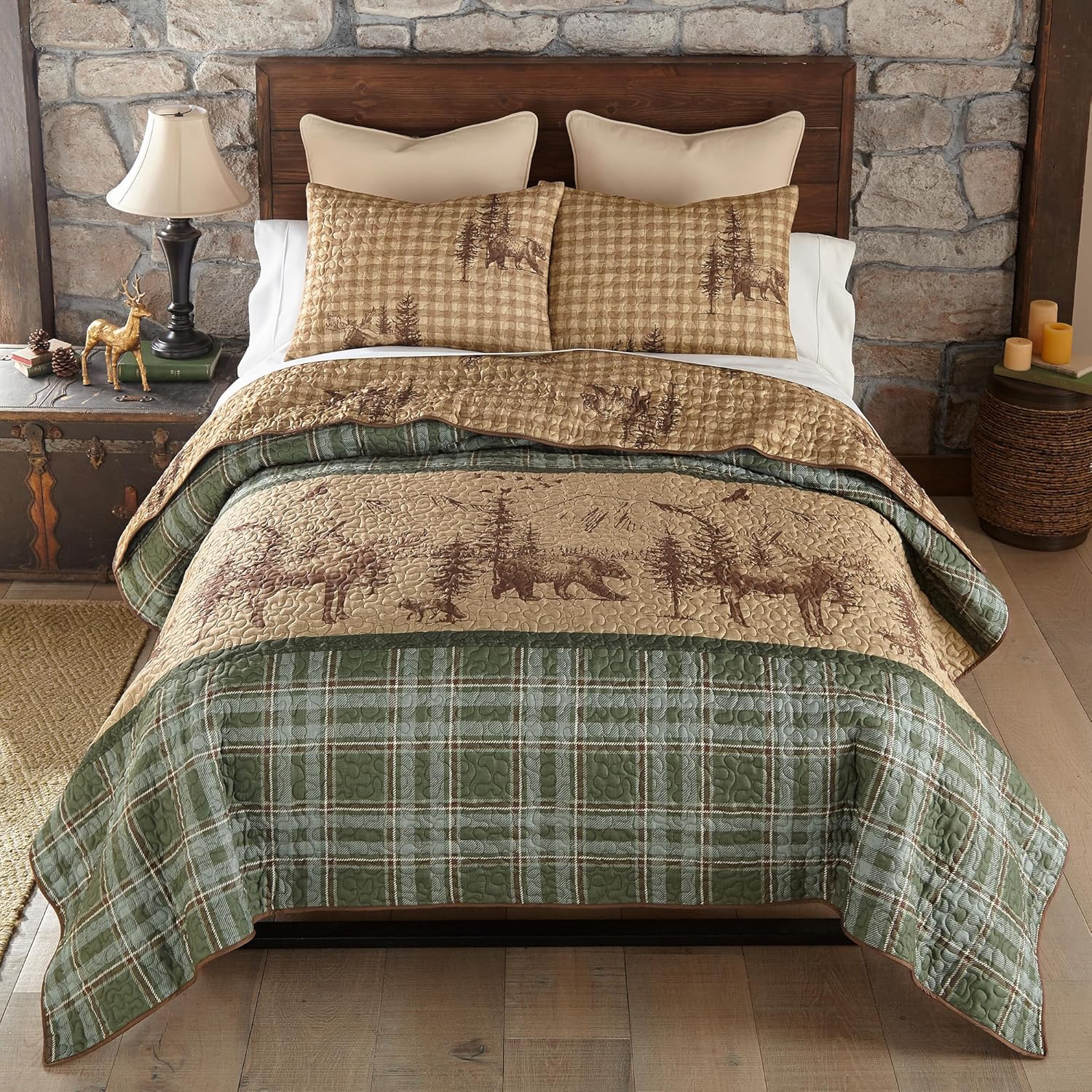Donna Sharp Spruce Trail-Queen Quilt Set, Measures 90 x 90, Includes 1 Quilt and 2 Standard Shams, Machine Washable