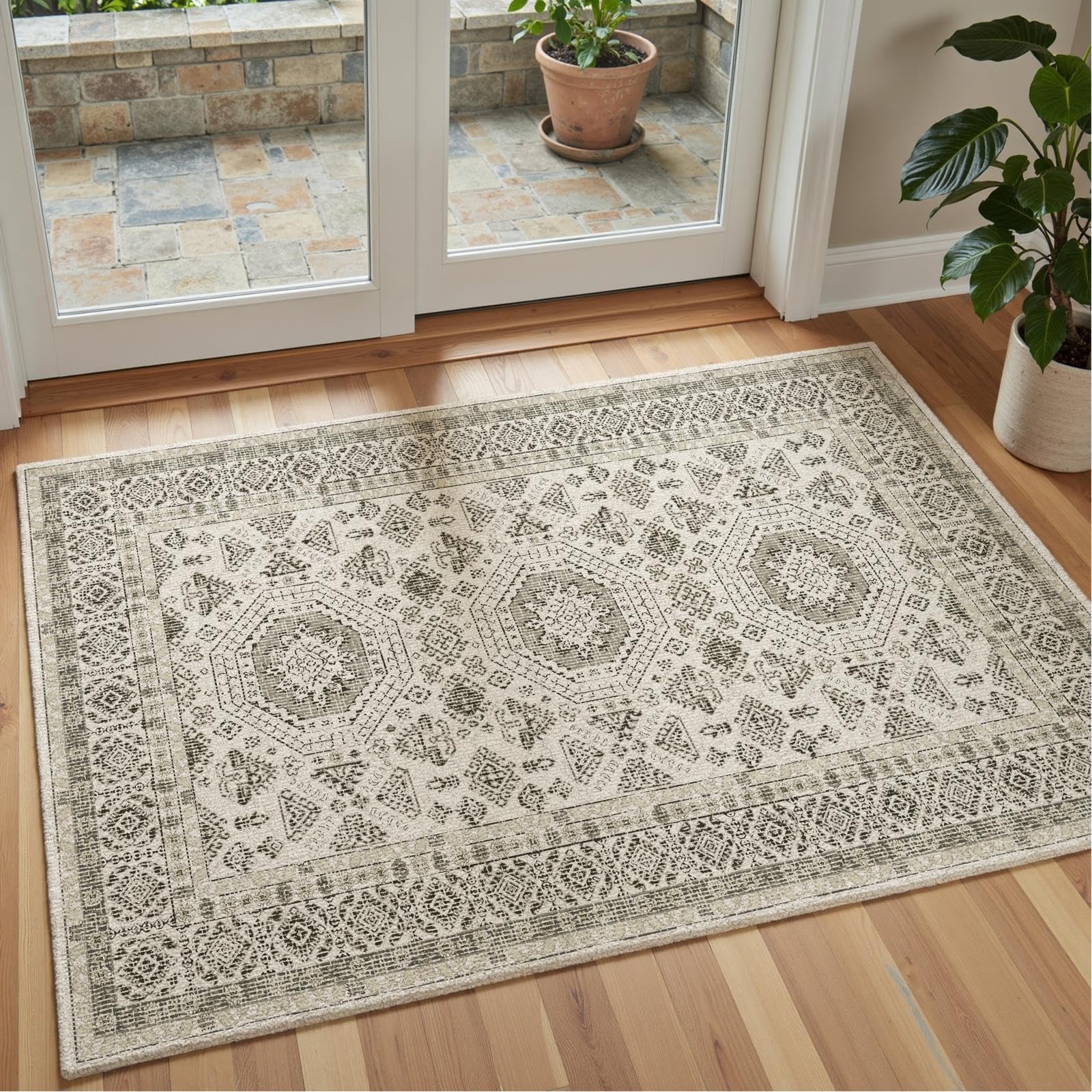 Decoranddecor Monochrome Hallway Rug, 80x150cm, Non-Slip, Low Pile, Pet Friendly - Image 3