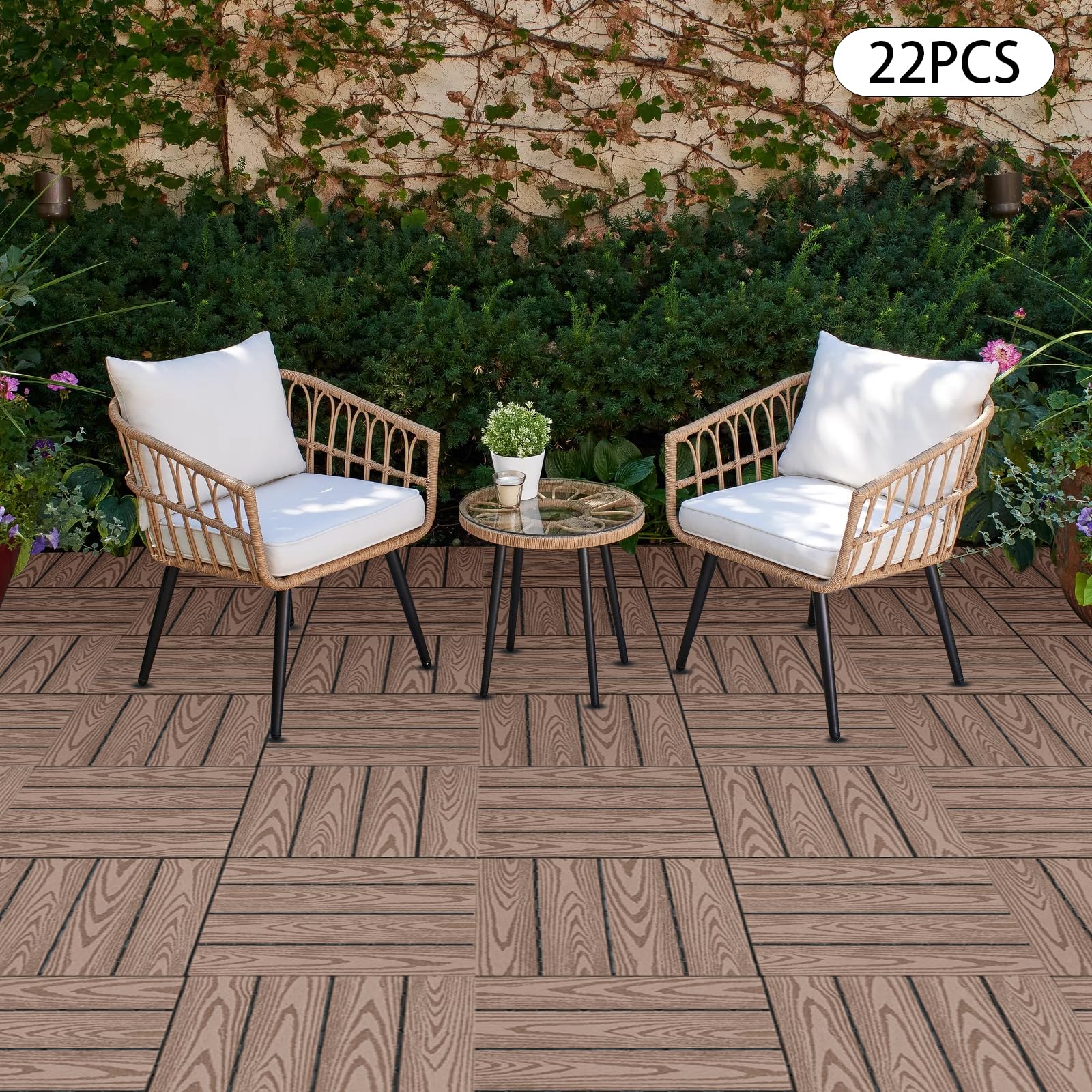 22 pavimenti in legno e plastica, 30 x 30 cm, per terrazze, caffè, terrazze, balconi e altre superfici in interni ed esterni