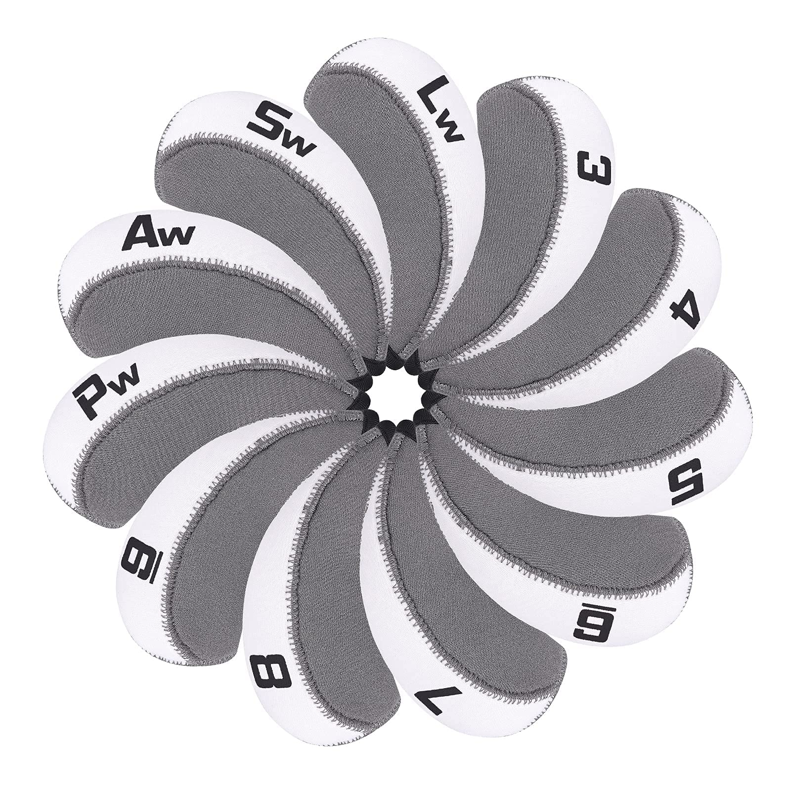 BIG TEETH Golf Iron Head Covers 11Pcs Neoprene Golf Club Protector Flexible with Number Tag Multi Color