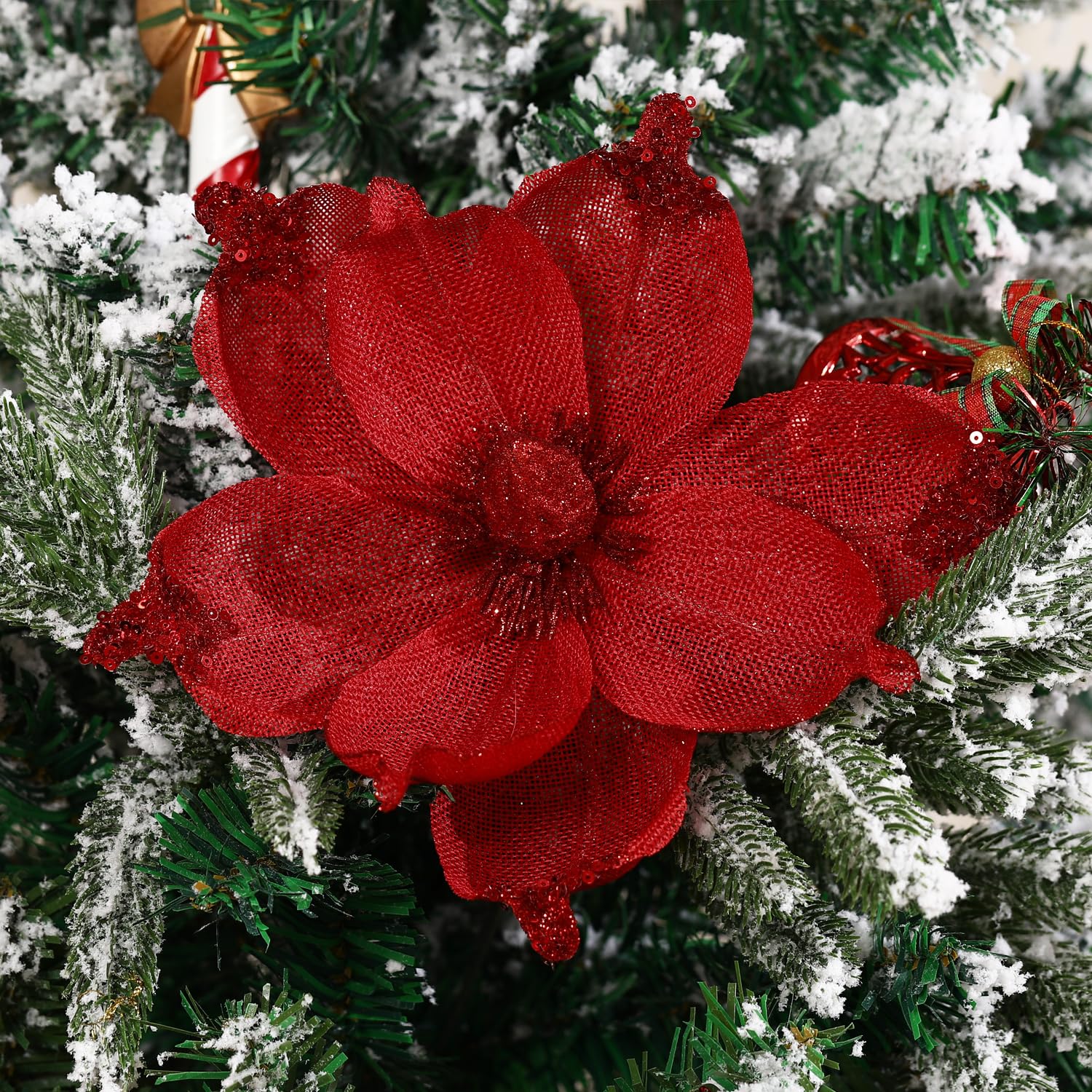 Cn-Knight Lot De 6 Fleurs Artificielles De Magnolia En Soie Avec 7 Fleurs Et 2 Bourgeons Pour Décoration D'intérieur, Pendaison De Crémaillère, Bouquet De Mariage, Centre De Table, Réception, Hôtel