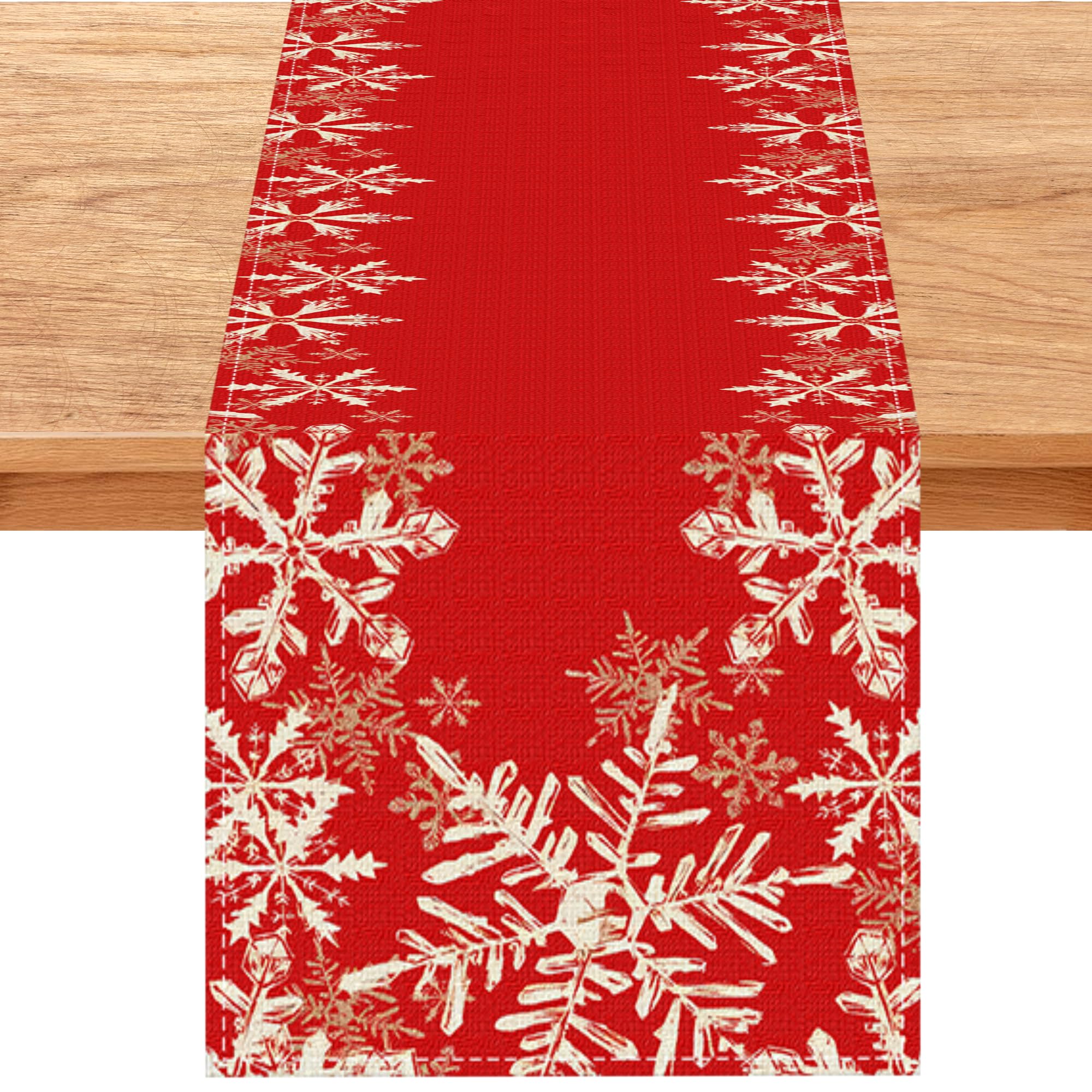 Red Snowflakes Christmas Table Runner Xmas Winter Decorations