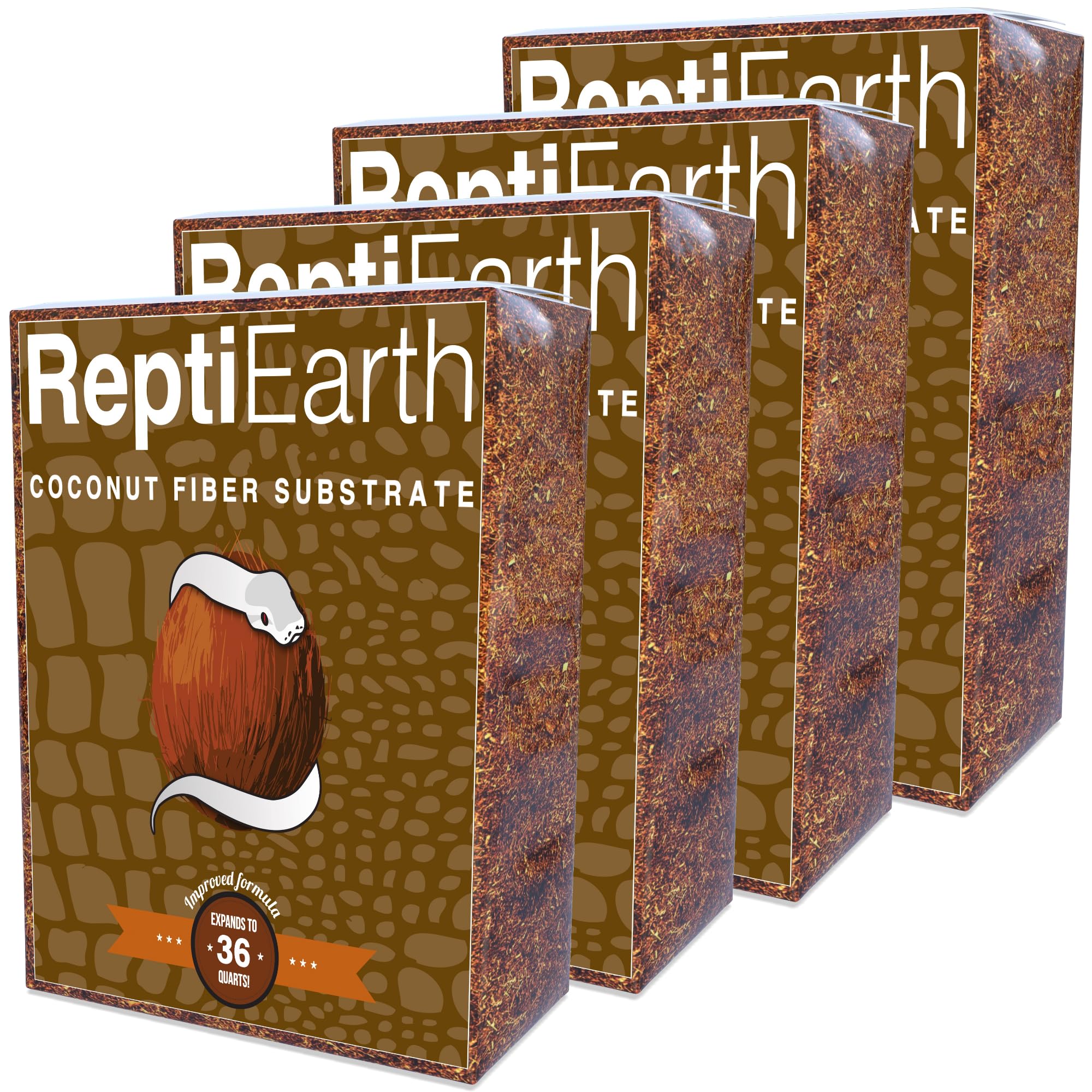 ReptiEarth Reptile Bedding, Fluffy Coconut Fiber Substrate 36 Quart Organic Coco Ready to Use for Bioactive Snake Terrarium, Lizard Tanks with Plants,