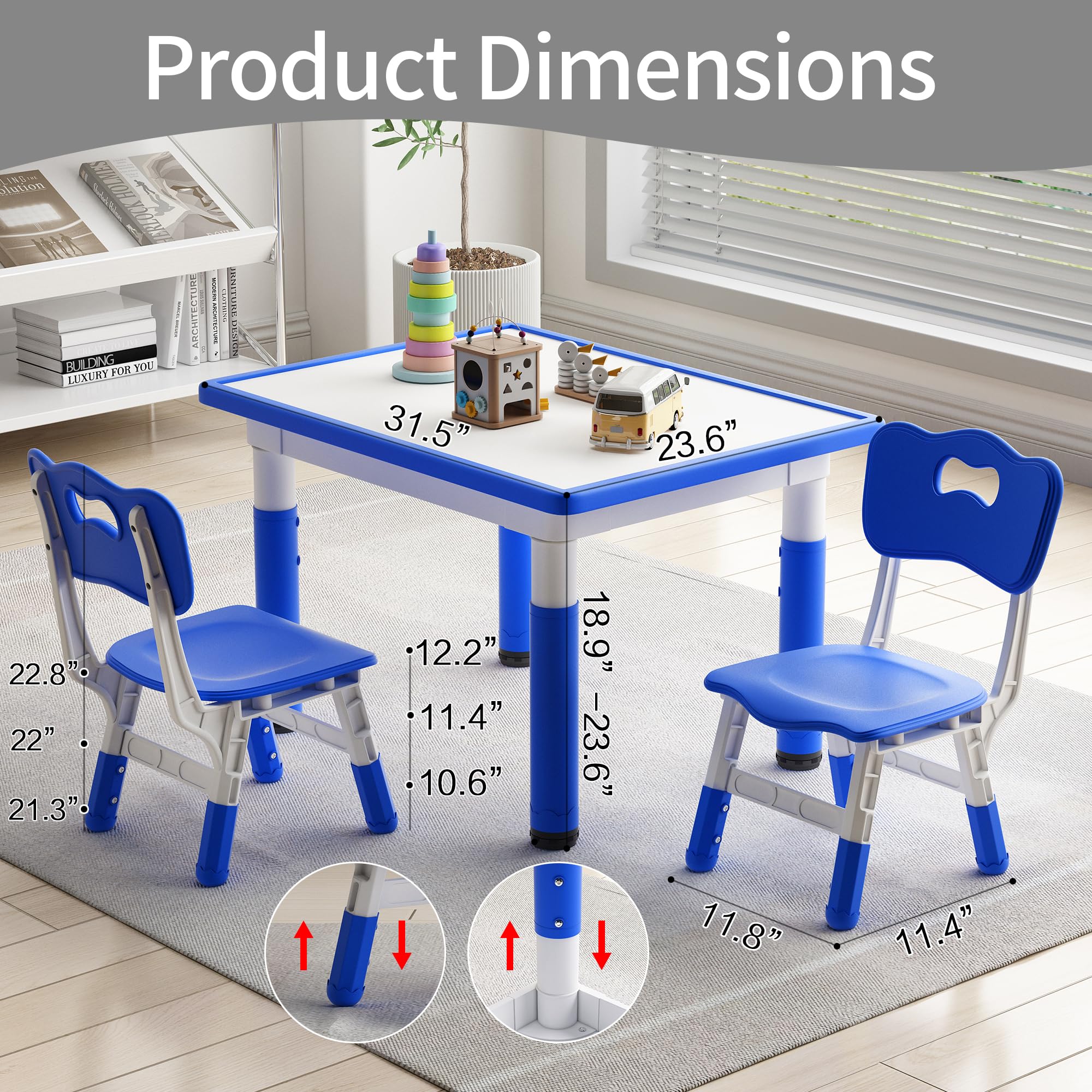 Amazon.com: Ybaiwana Toddler Table and 2 Chairs, Kids Table and