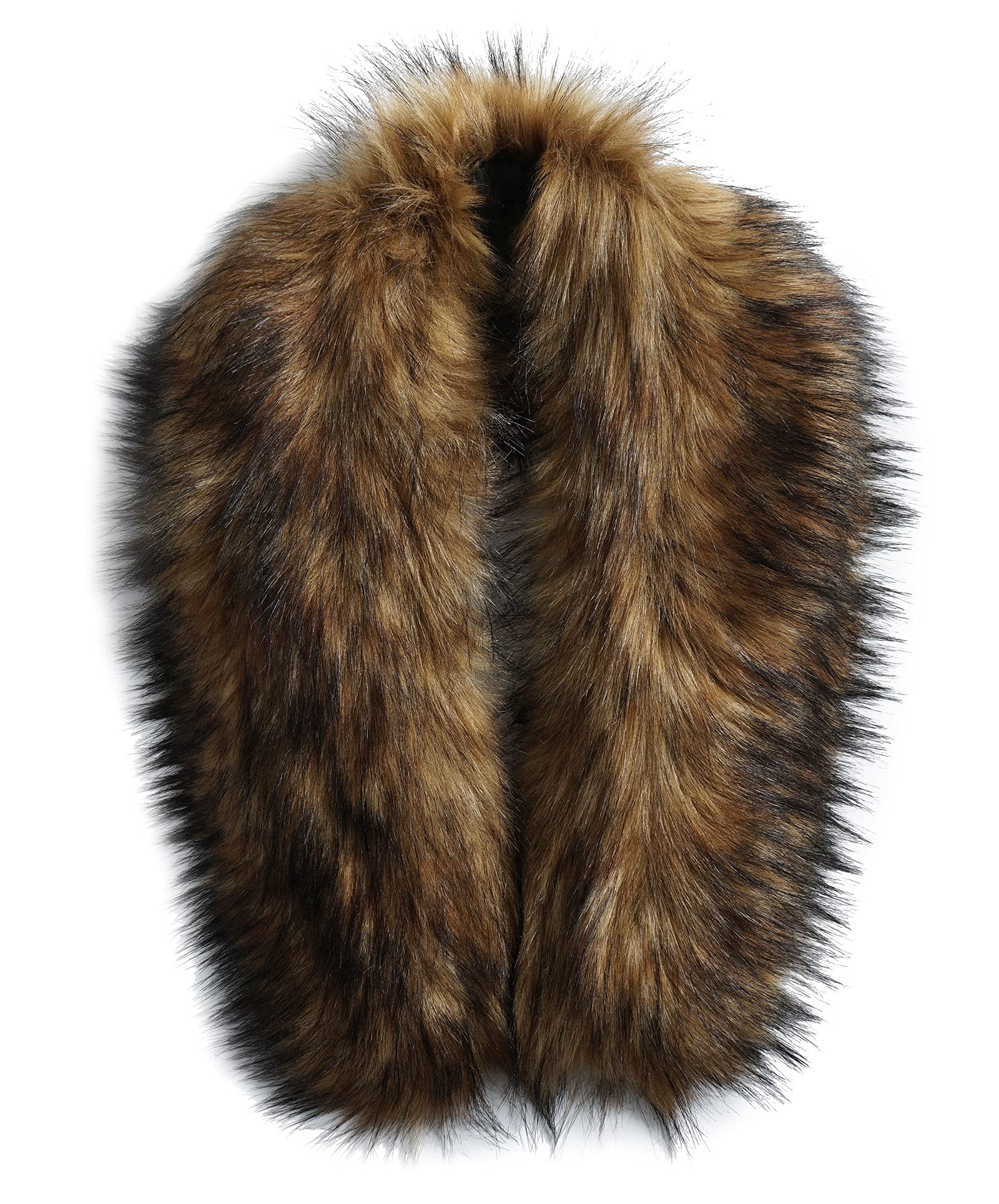 MAGIMODAC Faux Fur Collar detachable Hood Trim Replacement For Hood Dark Brown 70cm