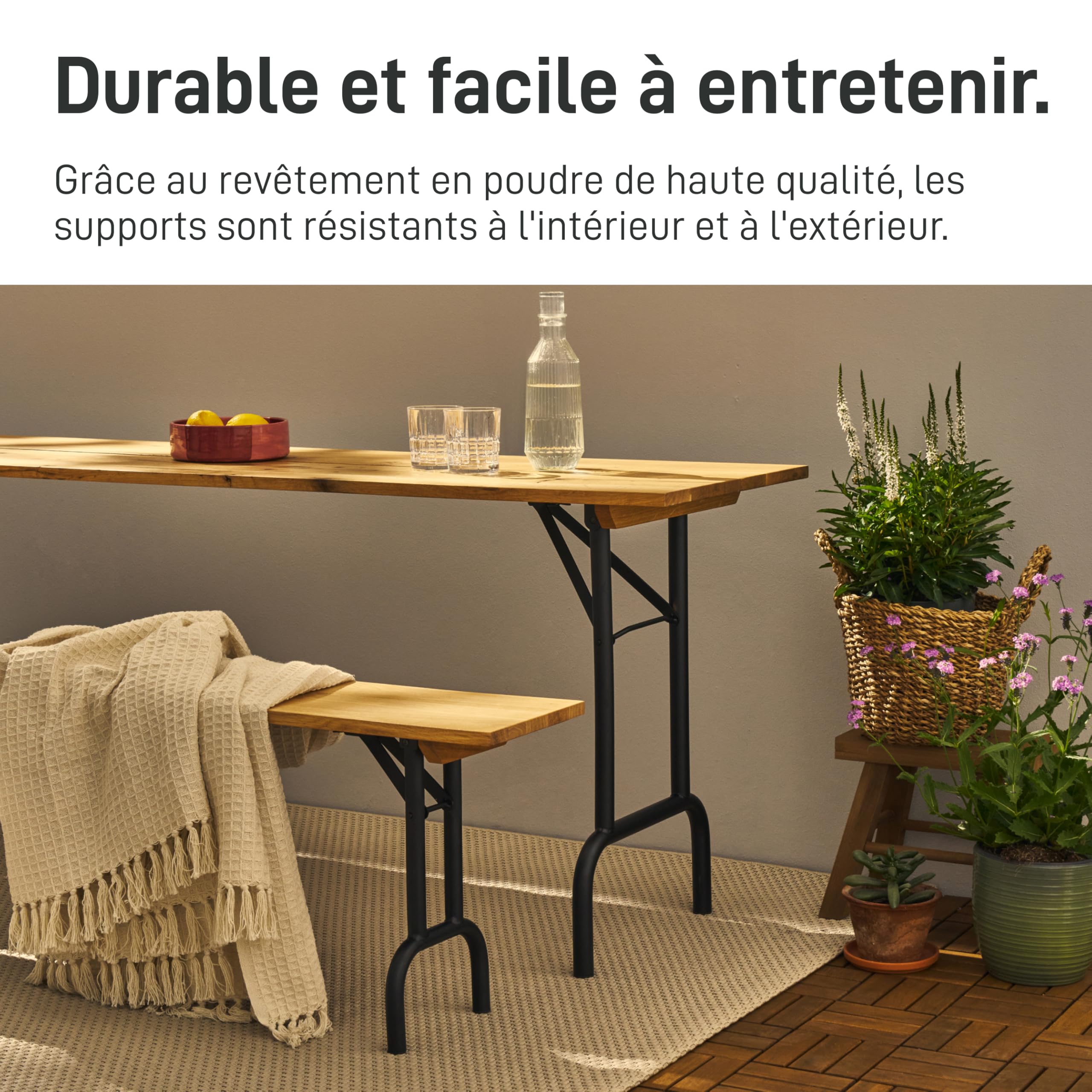 Natural Goods Berlin Lot de 2 pieds de banc pliables en métal vert pastel pour tente à bière (43 cm x 23 cm) – Pieds de banc pour banc à bière – Pieds de banc d'extérieur – Support de banc de jardin,