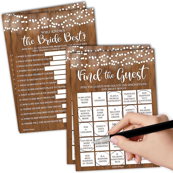 Hadley Designs 20 Rustic Hilarious Bridal Shower Games for