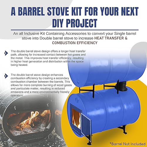 Miniatura 4 de Kit adaptador de estufa de doble barril – para tambores de 30 a 55 galones – Kit de adaptador – Equipo de campamento Kit de estufa de barril –