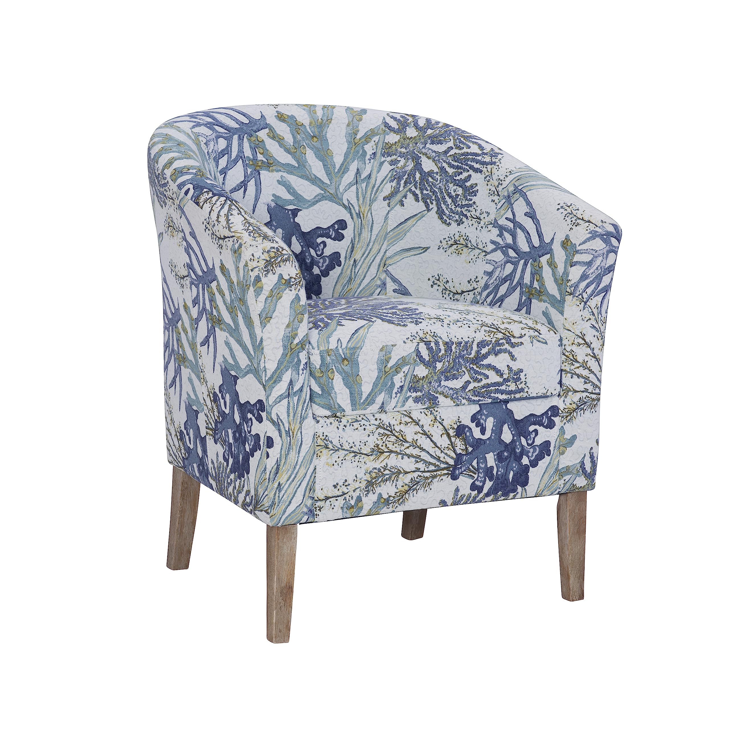 Linon Stephen Oceanside Ivory and Blue Upholstered Coastal Club Chair