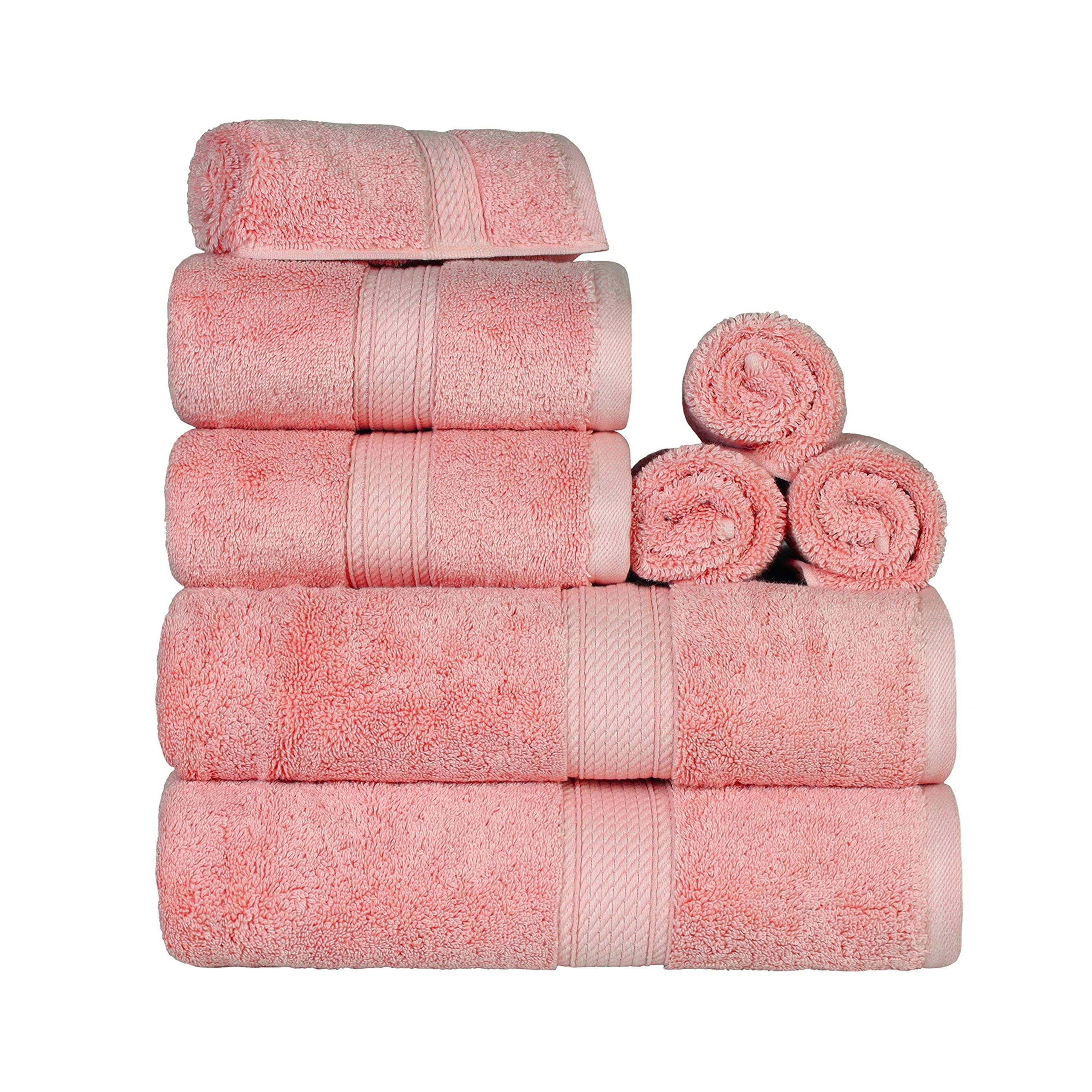 SUPERIOR Egyptian Cotton 8Piece Solid Towel Set, Washcloths 13” x 13