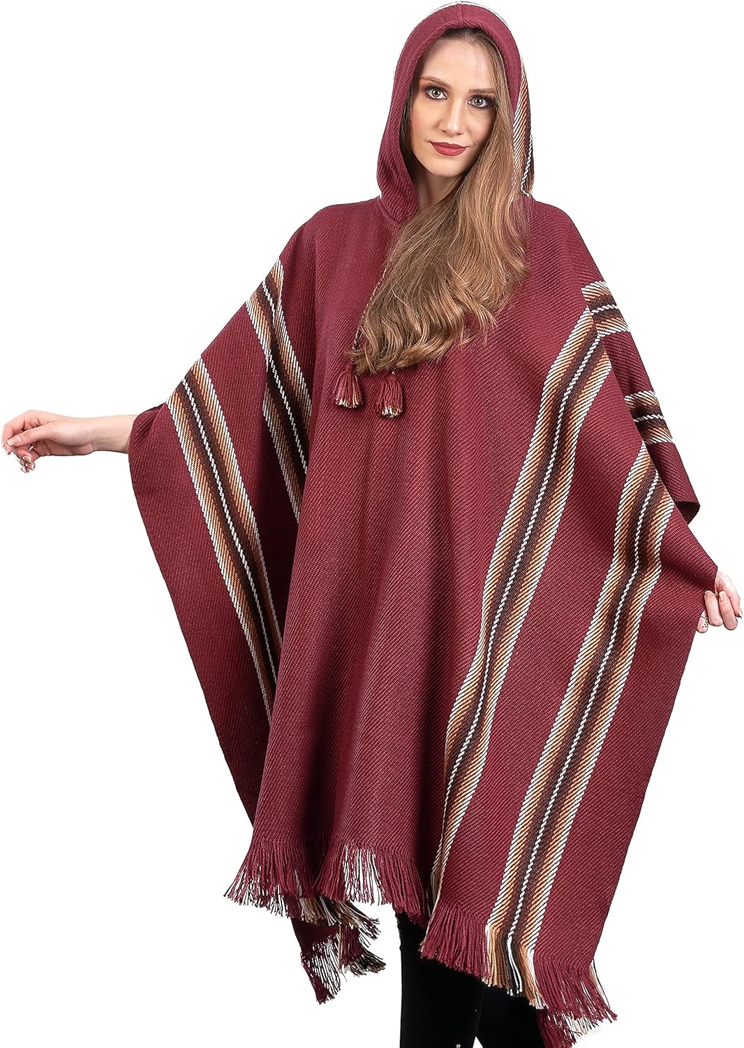 Alpaca Hooded Poncho for Women - Warm and soft - Cloak Cape Shawl