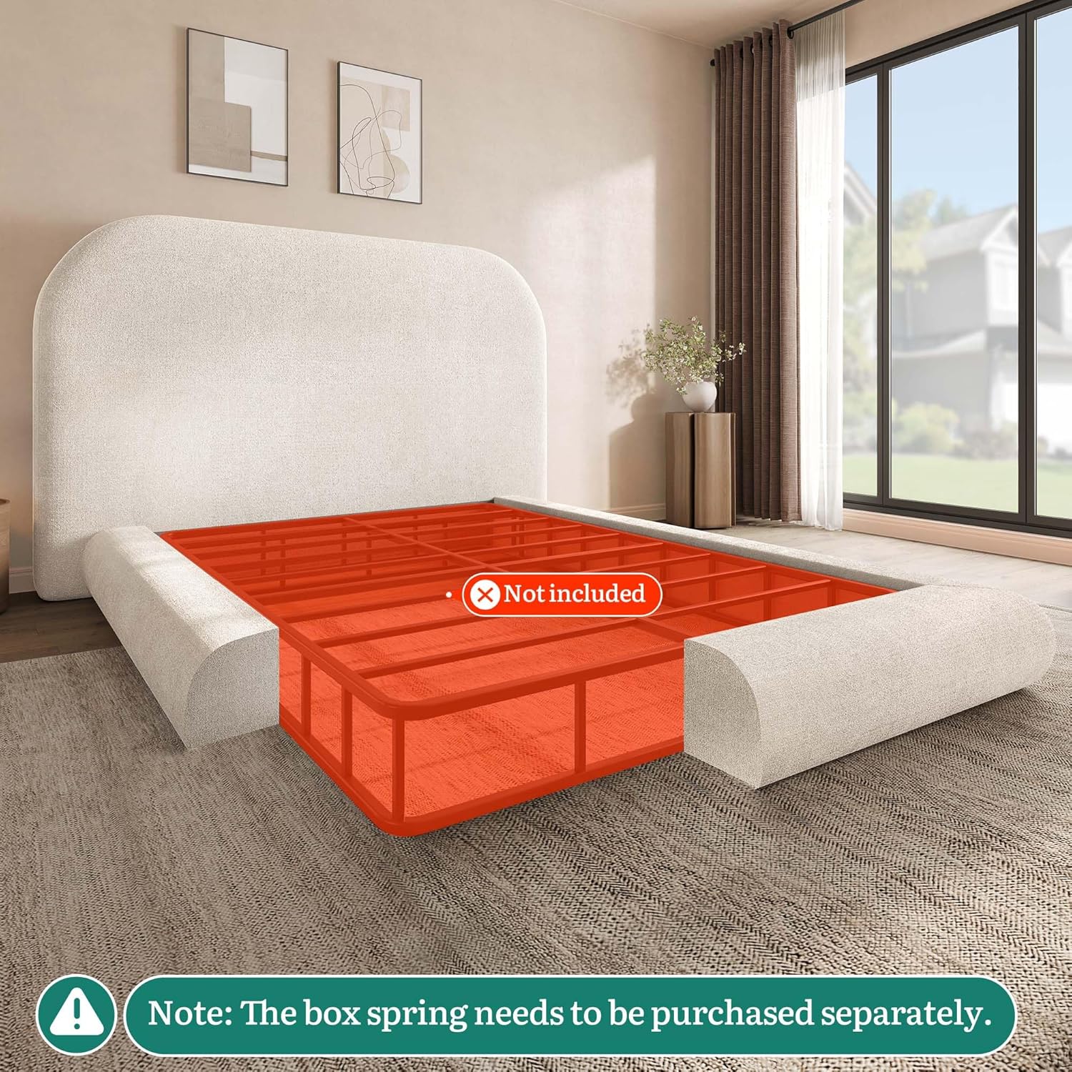 YITAHOME Queen Size Bed Frame, Velvet Upholstered Platform Bed Frame with Headboard, Soft Cloud Bed with Footboard, Rounded Corners, 10 Seconds Easy Assembly, Beige (Not Include Box Spring)