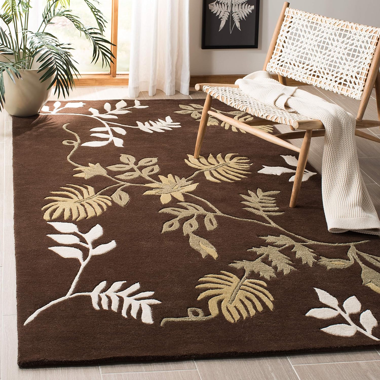 Handmade Light Blue Wool and Viscose Tufted Rug, 5' x 8'