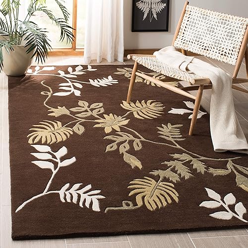 Miniatura 9 de SAFAVIEH Soho Collection SOH313A - Alfombra cuadrada de lana y viscosa de 8 pies, hecha a mano, color azul claro Azul/claro,Marrón,Gris oscuro,Gris