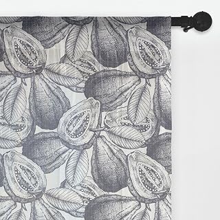 Ambesonne Guava Tulle Curtains with Rod Pocket, Vintage Sketch of Fruit Branches Tropical Orderly Repeated Pattern of Artwork, Sheer Drape for Wedding Party 2 Panels, 108" x 96", White Dark Indigo