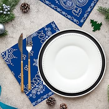 Amazon.com: 40Pcs Blue Bandana Paper Napkins Paisley Print Bandana