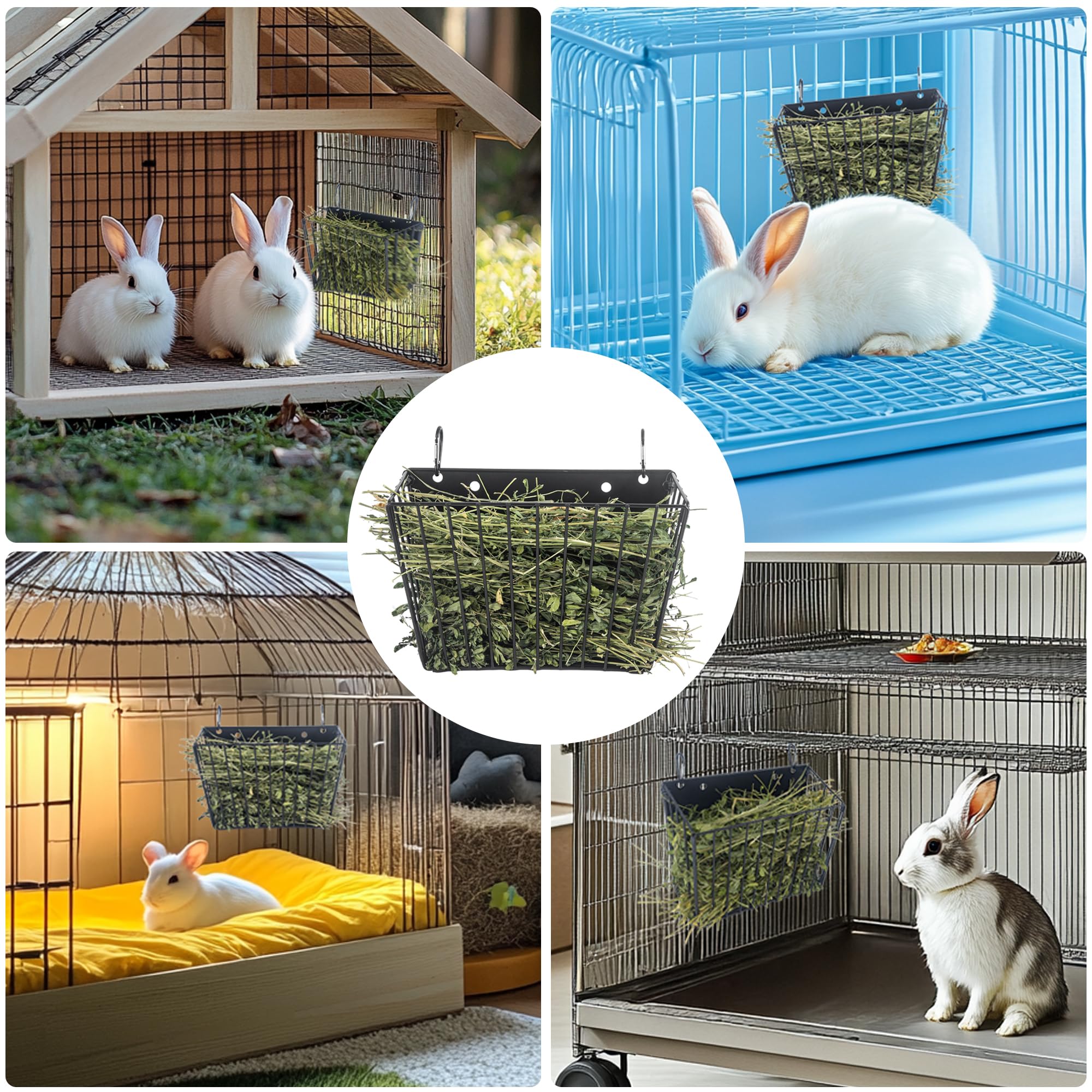 Rabbit Hay Feeder, with Heavy-Duty Metal Frame， Hay Holder for Rabbits - for Rabbits， Bunny, Guinea Pigs, Chinchillas， 9.6x4.5x6.3 inch - image 5