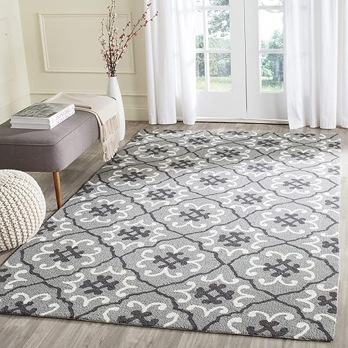 Miniatura 5 de SAFAVIEH Four Seasons Collection FRS234A - Alfombra floral con gancho a mano, 8 x 10 pies, color azulmarfil