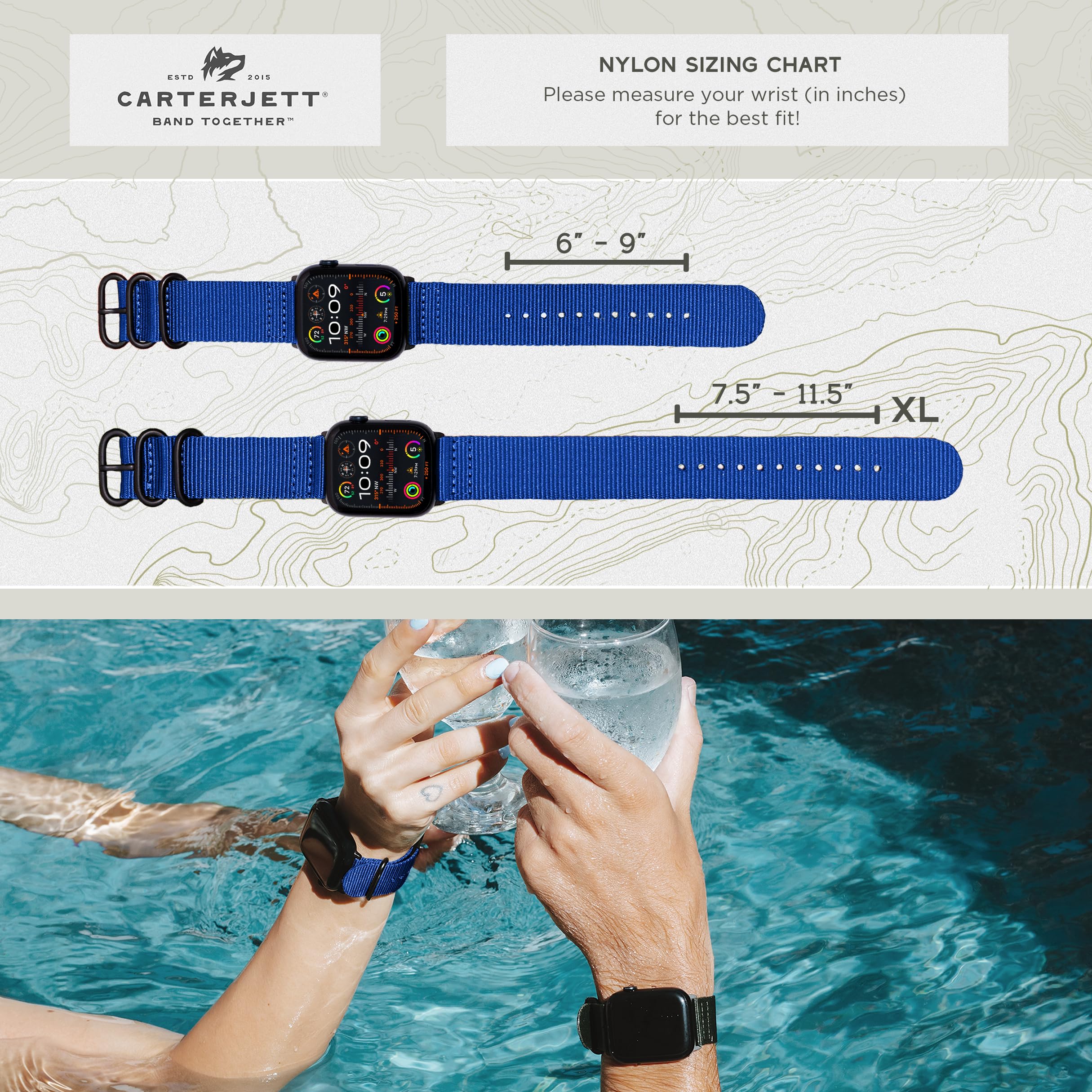 Janker Smart Watch, inteligentne zegarki Bluetooth kompatybilne z telefonami z systemem Android IOS, dla mężczyzn i kobiet, 42/44/45mm S/M/L (6"-9"), Nylon