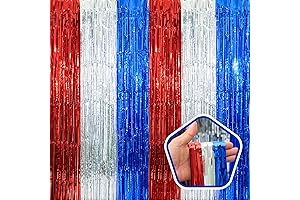 4th of July Decorations, Red White Blue Tinsel Streamers