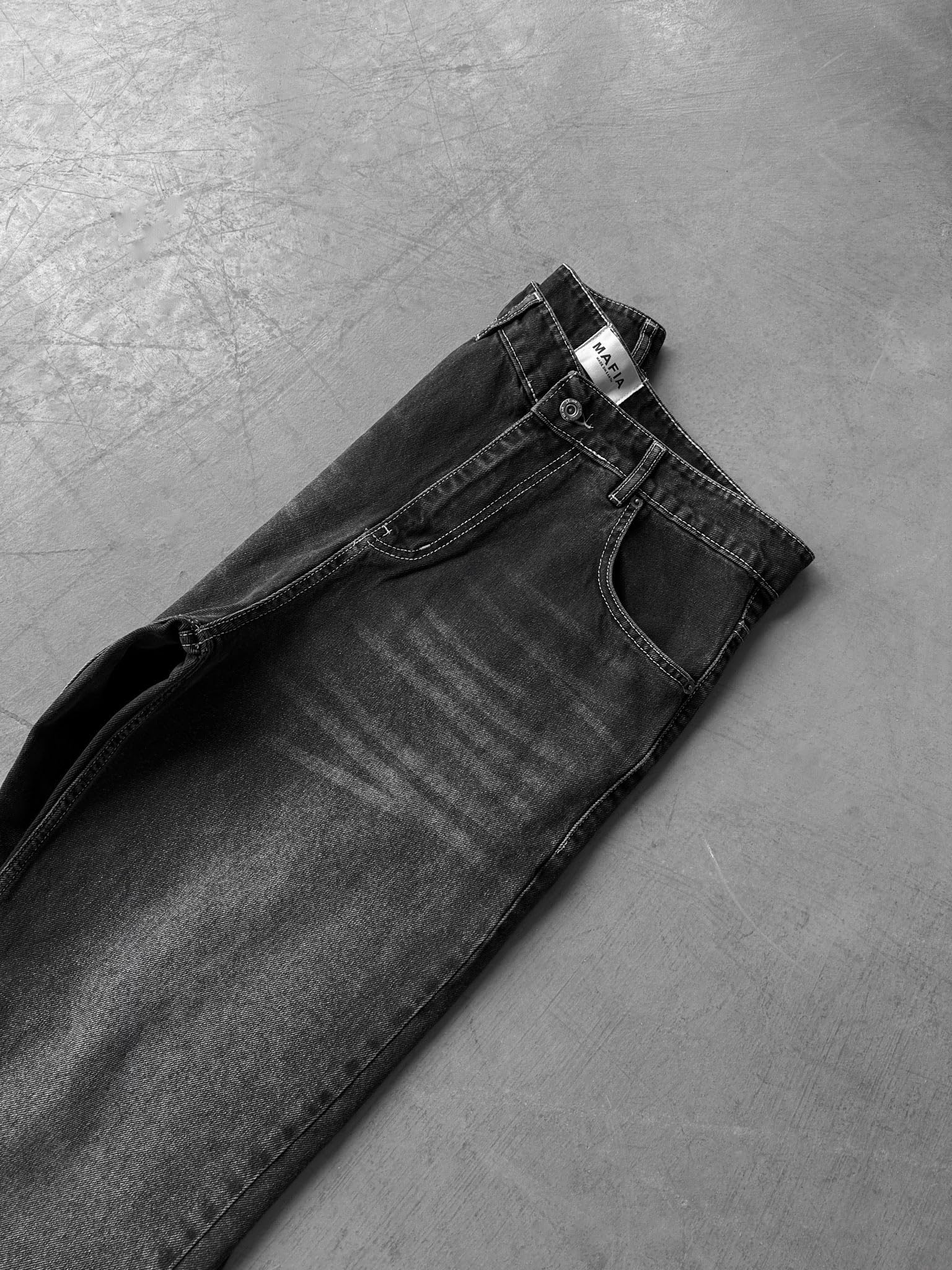 Relax Baggy Washed Jeans - Black