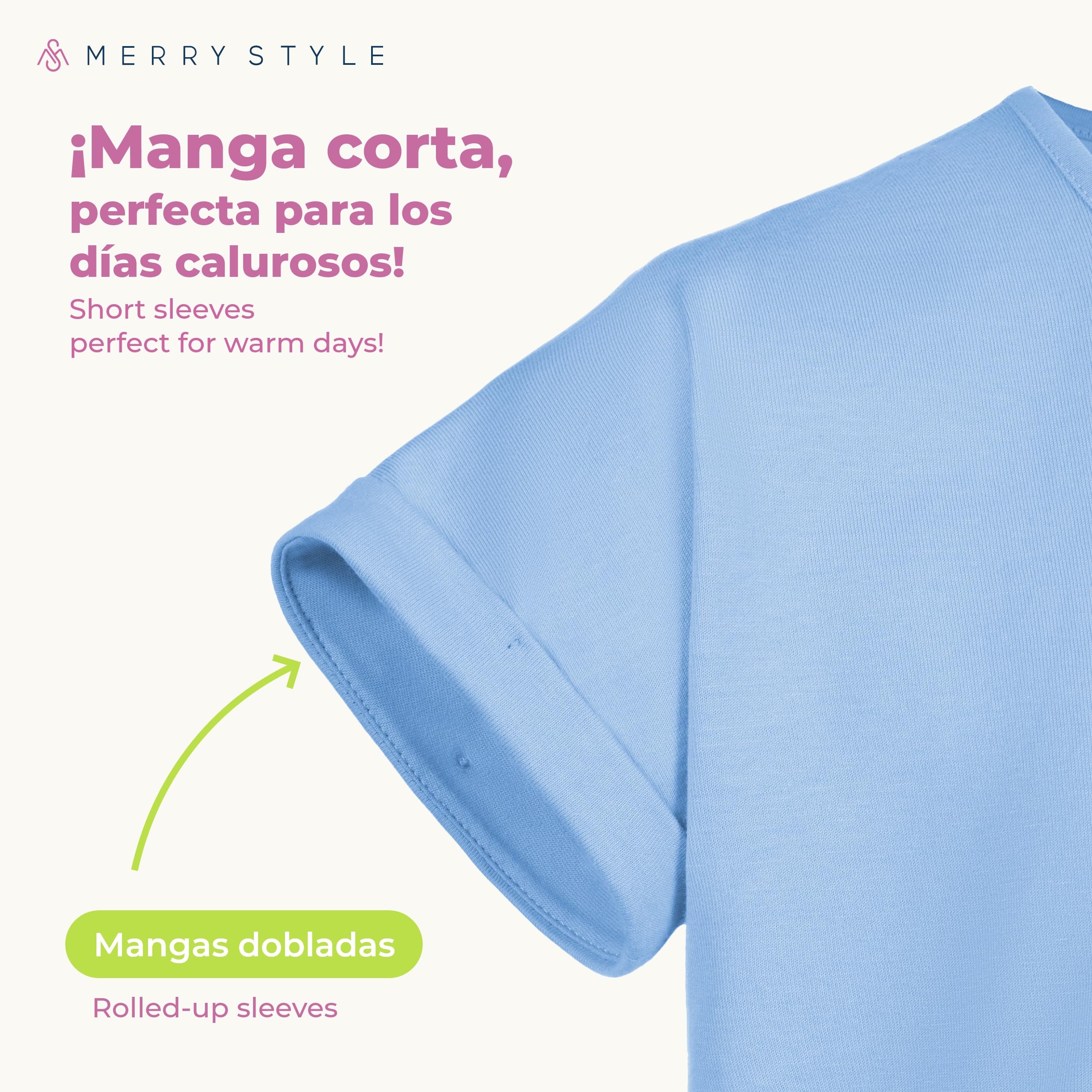 Merry Style Camiseta Niña Manga Corta Algodón, Cuello Redondo MS10-468