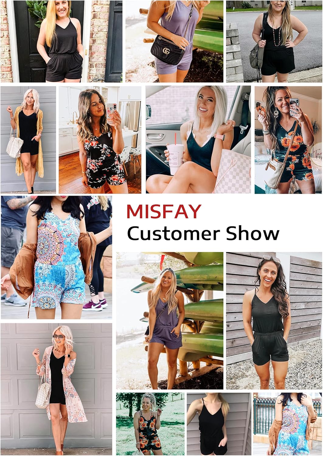 MISFAY Womens Summer Loose V Neck Spaghetti Strap Short Jumpsuit Rompers 2026 - Image 6