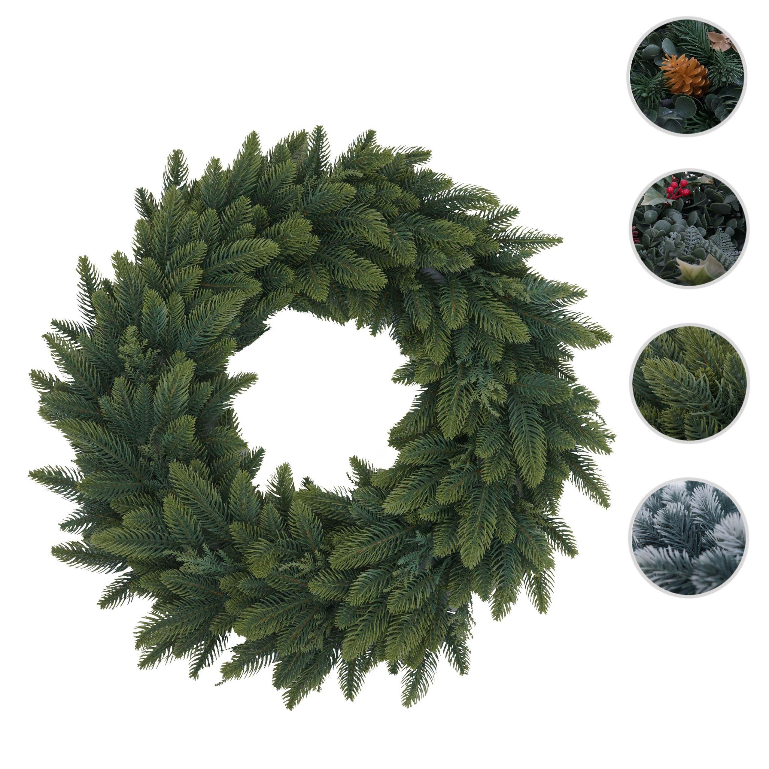 Mendler Künstlicher Kranz HWC-O98 Ø 60cm - grüne Tanne | Türkranz, Tischkranz, Deko, künstlich