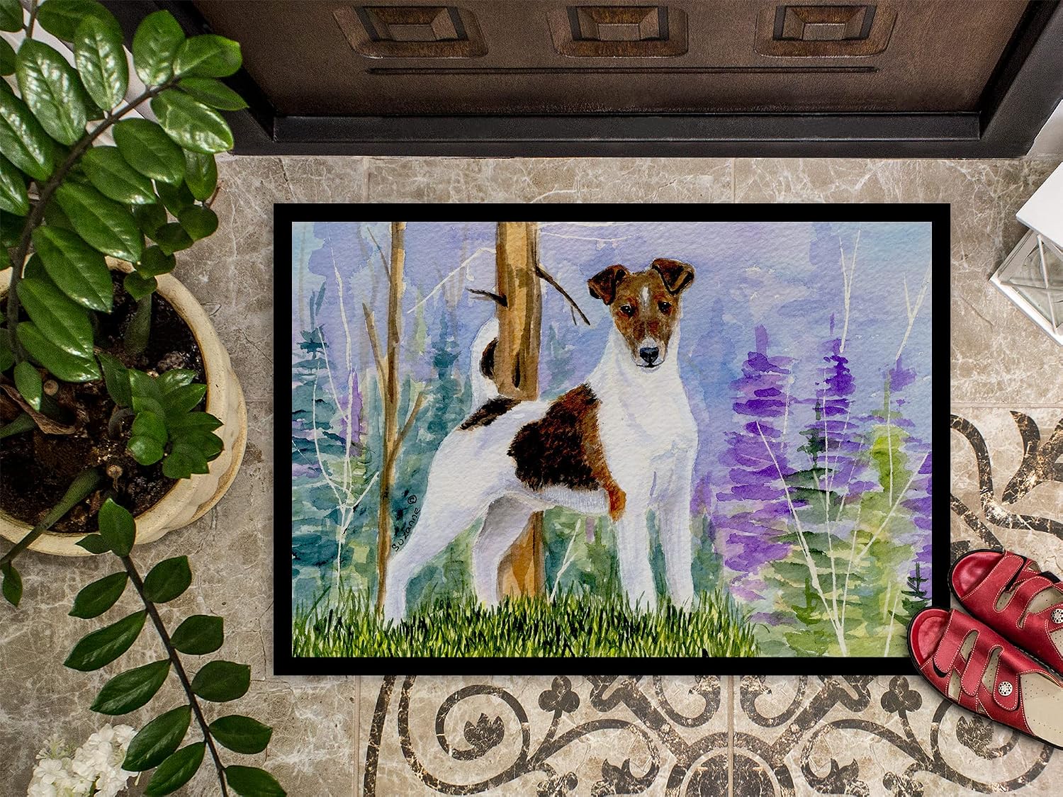 Caroline's Treasures SS8640MAT Jack Russell Terrier Doormat 18x27 Front Door Mat Indoor Outdoor Rugs for Entryway, Non Slip Washable Low Pile, 18H X 27W