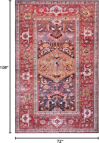 Miniatura 2 de SAFAVIEH Alfombra lavable Tucson Collection - 6 x 9 pies, azul marino y resistente al óxido, antideslizante, ideal para zonas de alto tráfico en