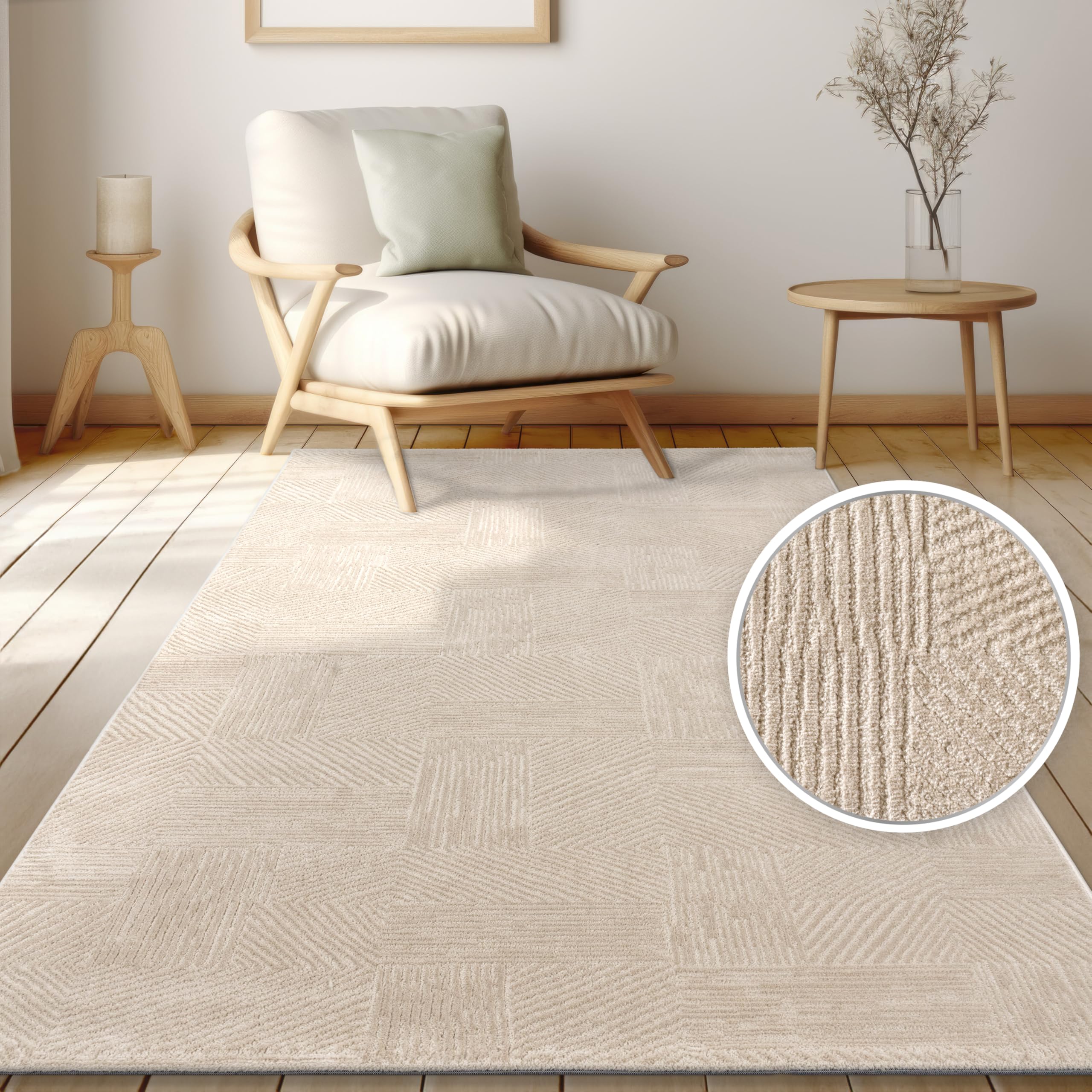 Paco Home Alfombra de Sala Pelo Corto, Motivo geométrico Abstracto Moderno, Efecto 3D, diseño Arco Iris y Cuadros, Monocromo, Lujoso Brillante Tono sobre Tono, tamaño:80x150 cm