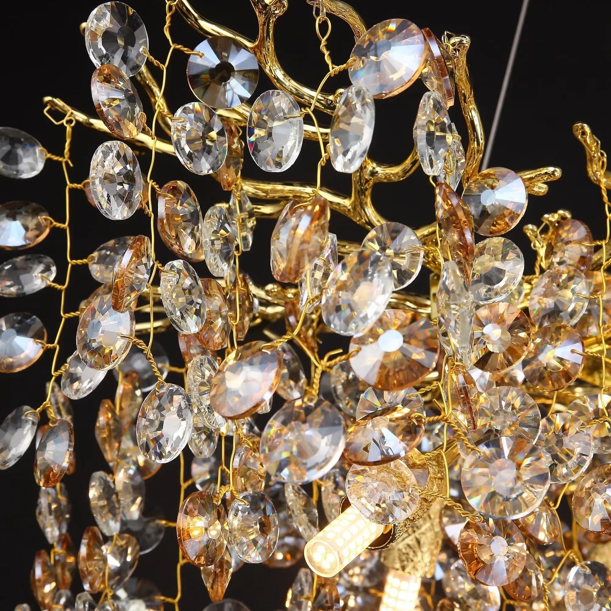 Lámpara de araña de cristal de lujo for decoración de sala de estar y comedor, lámpara de villa de arte lujoso y atmosférico, muebles