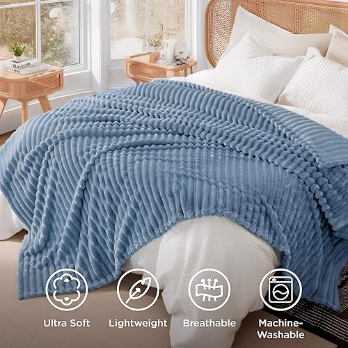 Miniatura 104 de Bedsure GentleSoft Twin Blanket for Couch - Cozy Soft Blankets for Women, Cute Small Fleece Throws for Girls, Light Grey, 60x80 Inches
