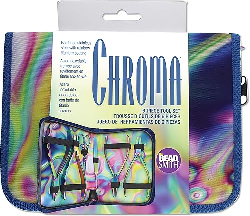Miniatura 5 de The Beadsmith Juego de 6 piezas Chroma - Kit de herramientas para hacer joyas, acabado de titanio arcoíris, incluye 4 alicates con pinzas y tijeras,