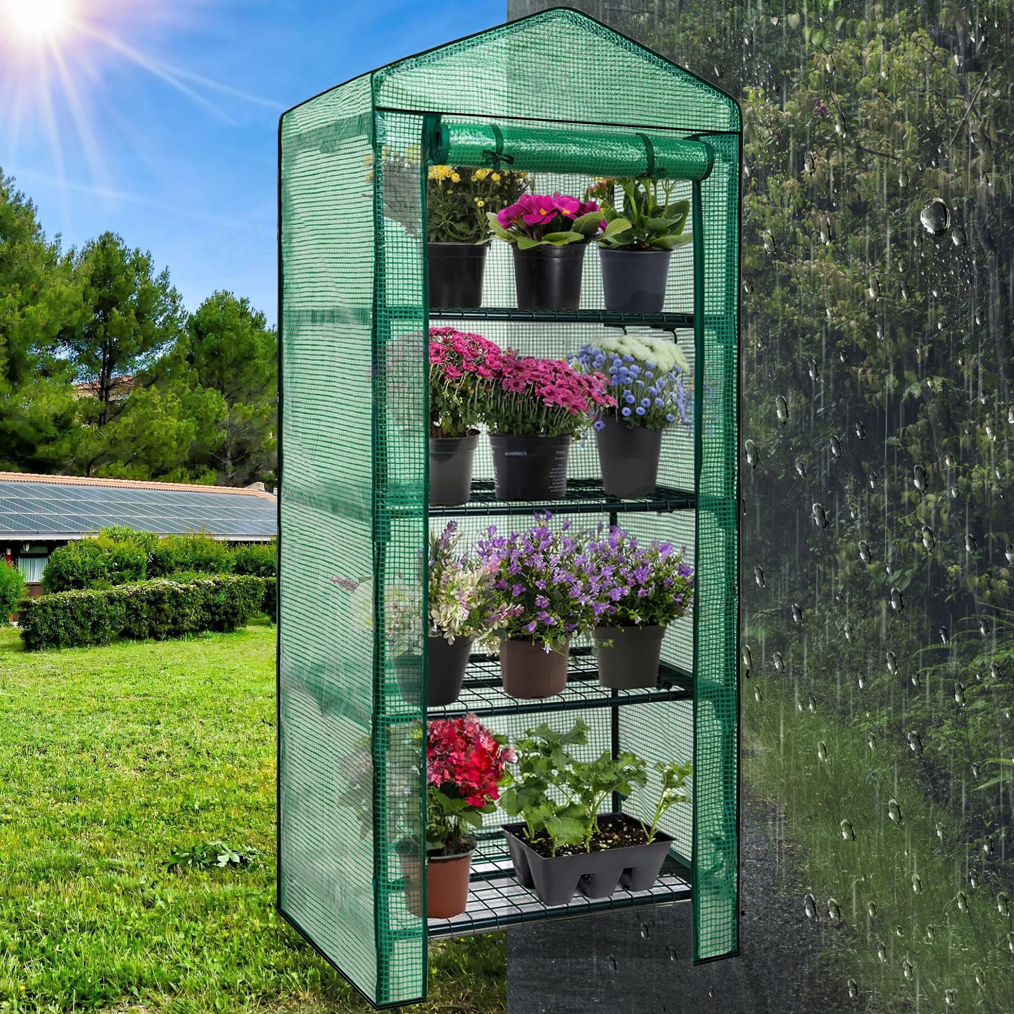 SPRINGOS Serre de Balcon Maison de Plantes 4 étagères 50 x 70 x 160 cm